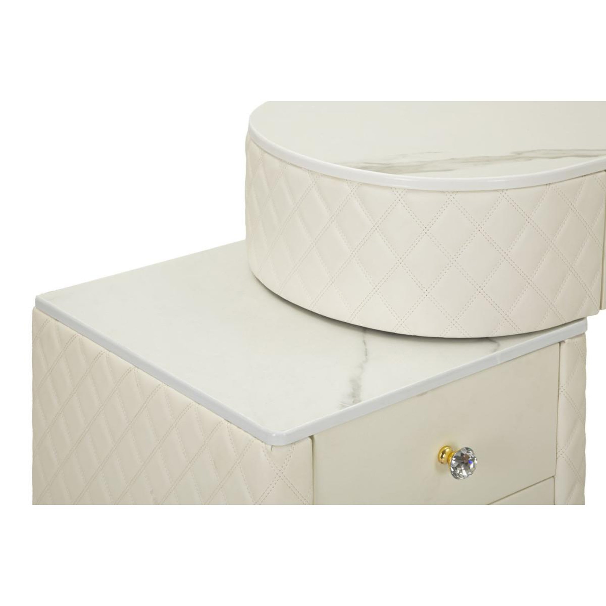 Voir la diapositive 5 : Paris Prix Coiffeuse avec pouf effet marbre  sharon  120 blanc & or