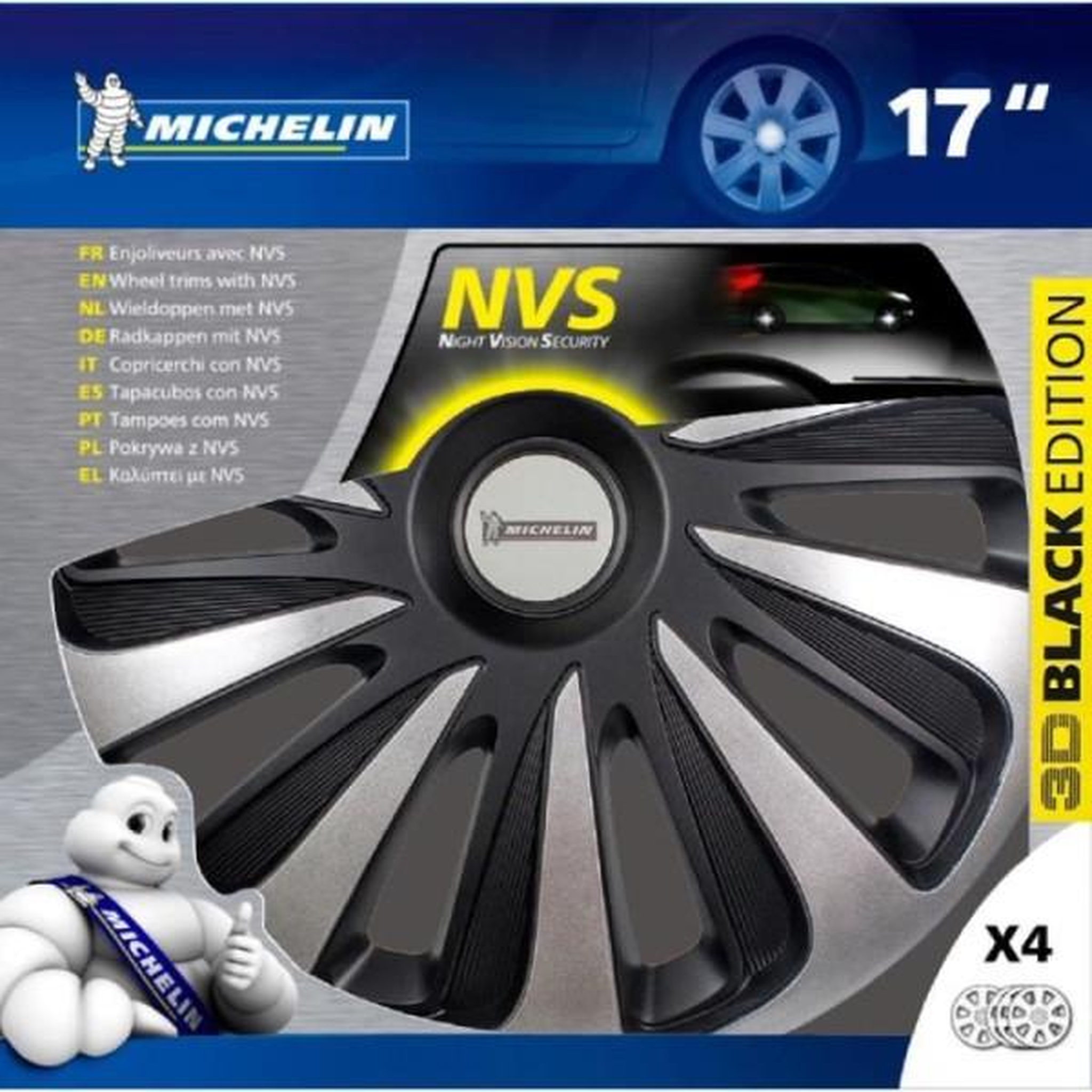 Voir la diapositive 4 : MICHELIN Michelin enjoliveur 17 nvs 3d par 4 en boîte noir