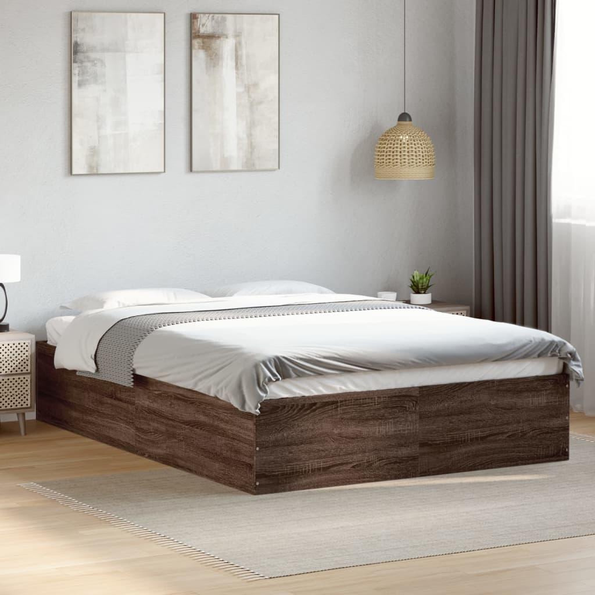 VIDAXL Cadre de lit sans matelas chene marron 135x190 cm