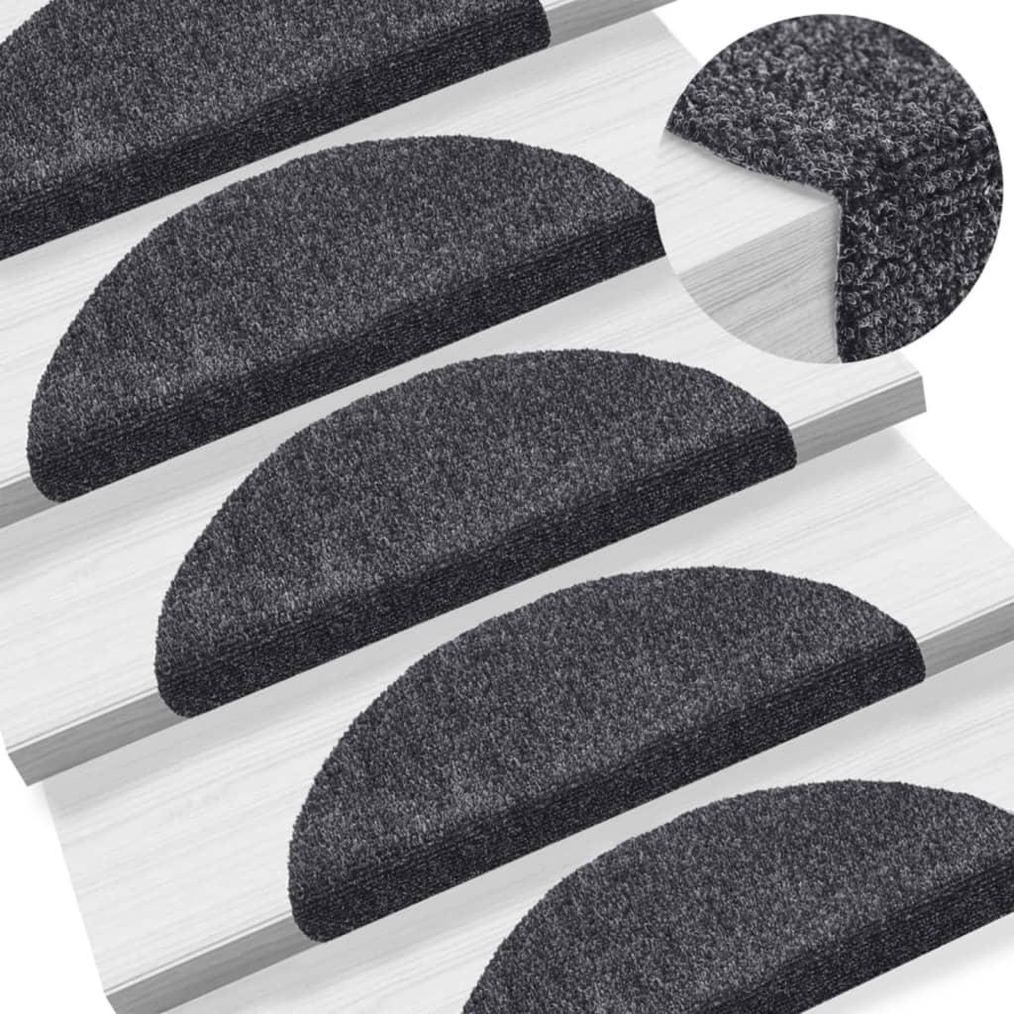 Voir la diapositive 1 : VIDAXL Tapis d'escalier auto-adhesif 15 pcs 56x17x3 cm Gris fonce