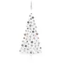 VIDAXL Demi-arbre de Noël artificiel pre-eclaire et boules blanc 180cm