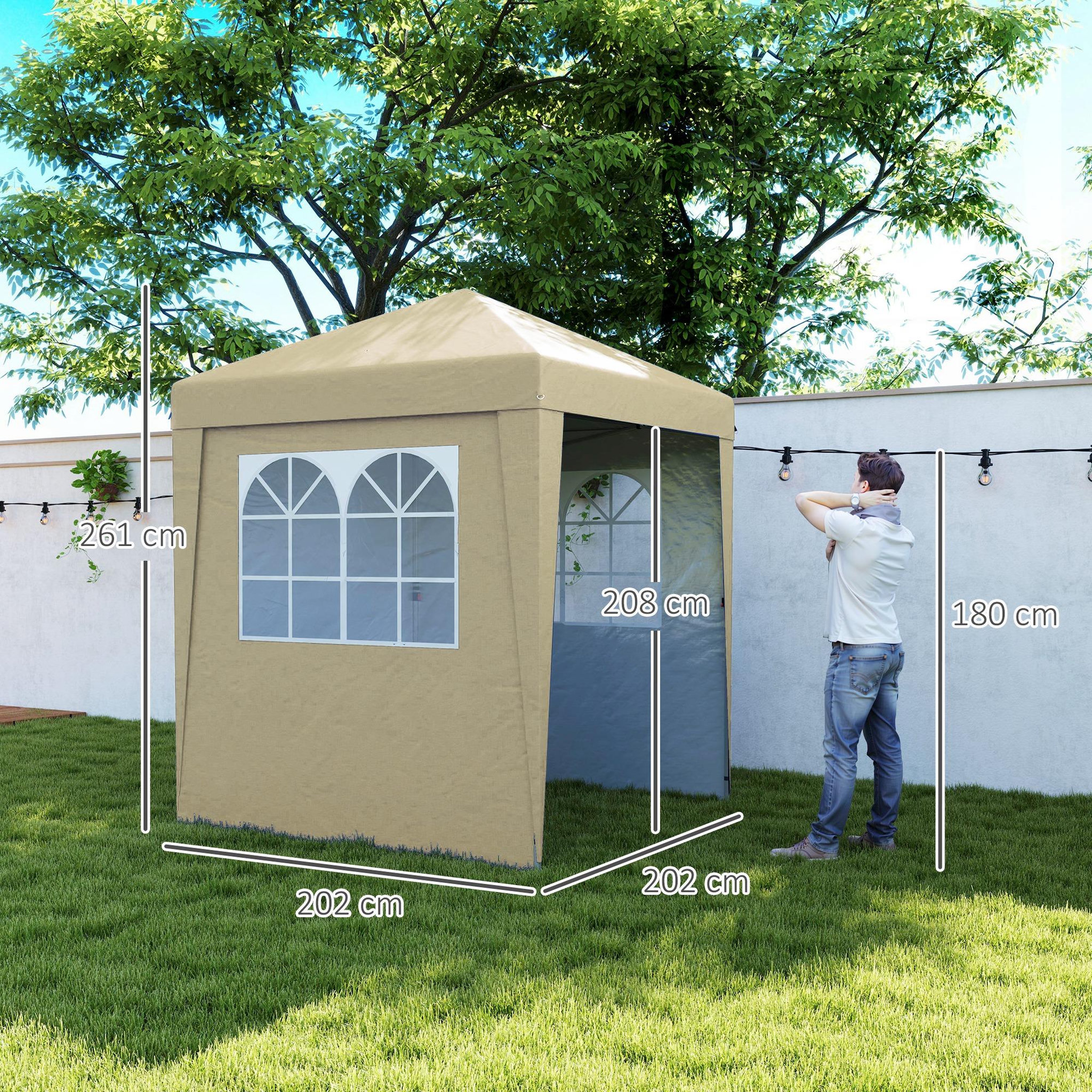 Voir la diapositive 3 : OUTSUNNY Tonnelle de jardin pliante pop-up réglable anti-UV 30+ 4 sacs lestage sac de transport beige