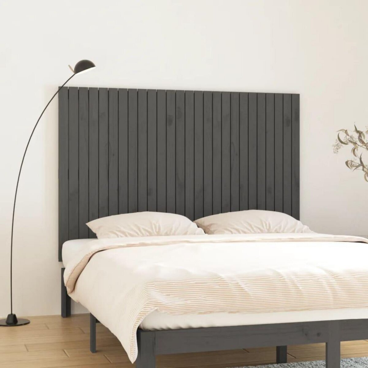 VIDAXL Tete de lit murale Gris 166x3x110 cm Bois massif de pin