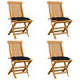Voir la diapositive 1 : VIDAXL Chaises de jardin et coussins noir lot de 4 Bois de teck massif