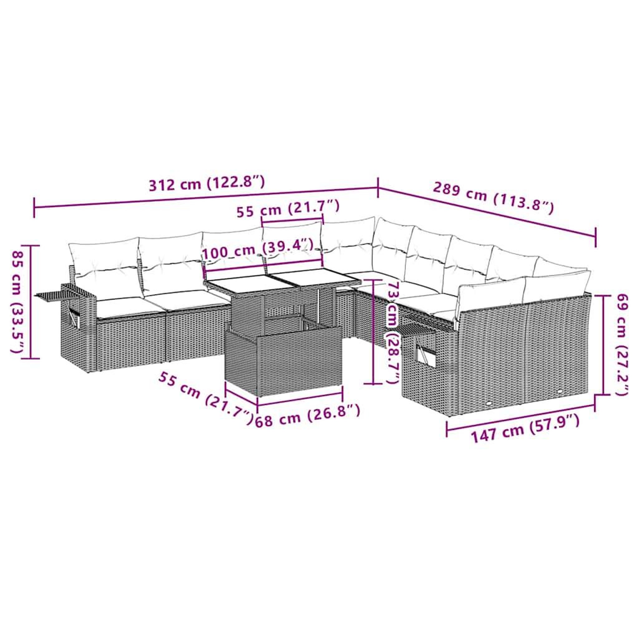 Voir la diapositive 6 : VIDAXL Salon de jardin 11 pcs avec coussins noir resine tressee