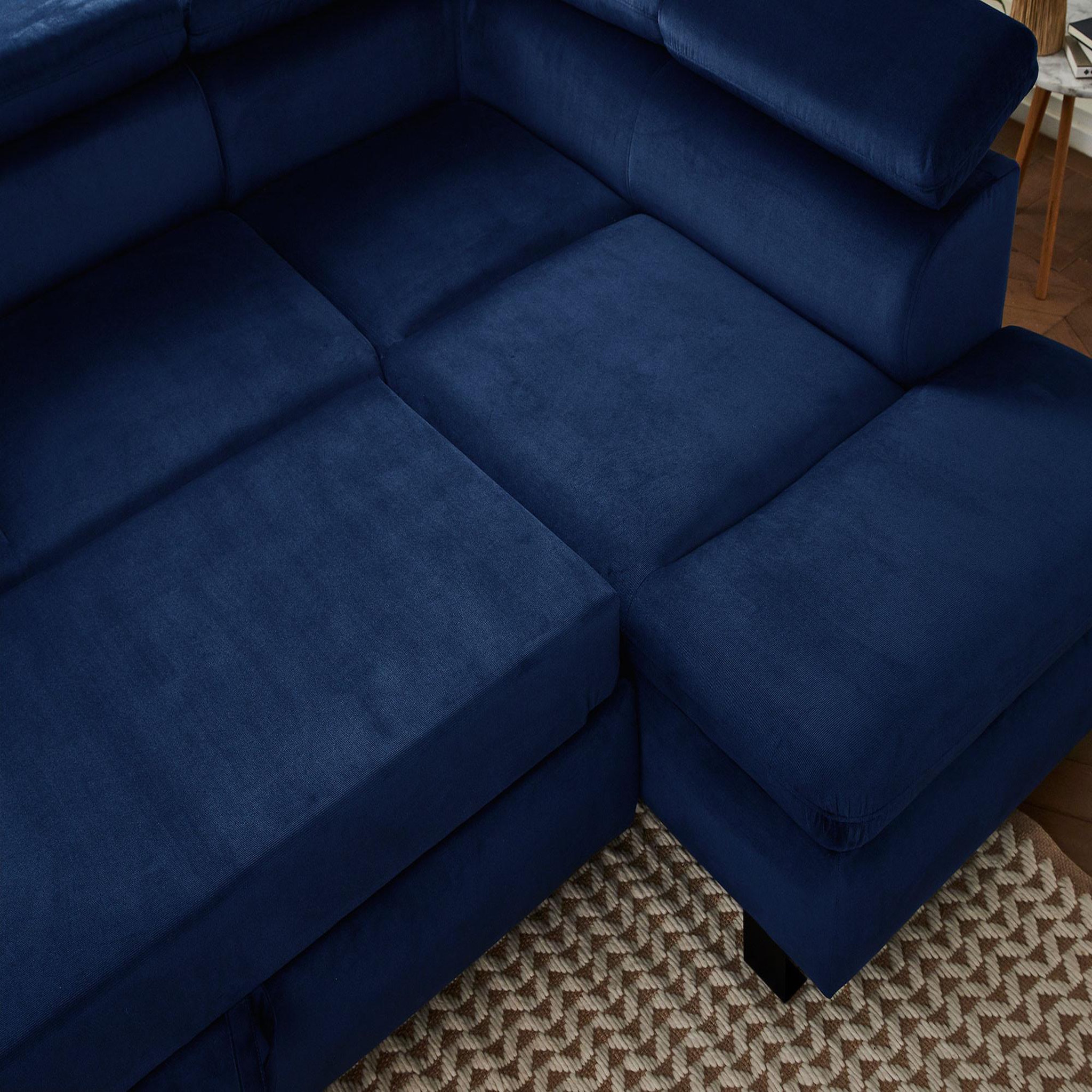 Voir la diapositive 6 : LISA DESIGN Nairobi - canapé d'angle convertible - en velours - 5 places - avec têtières - droit