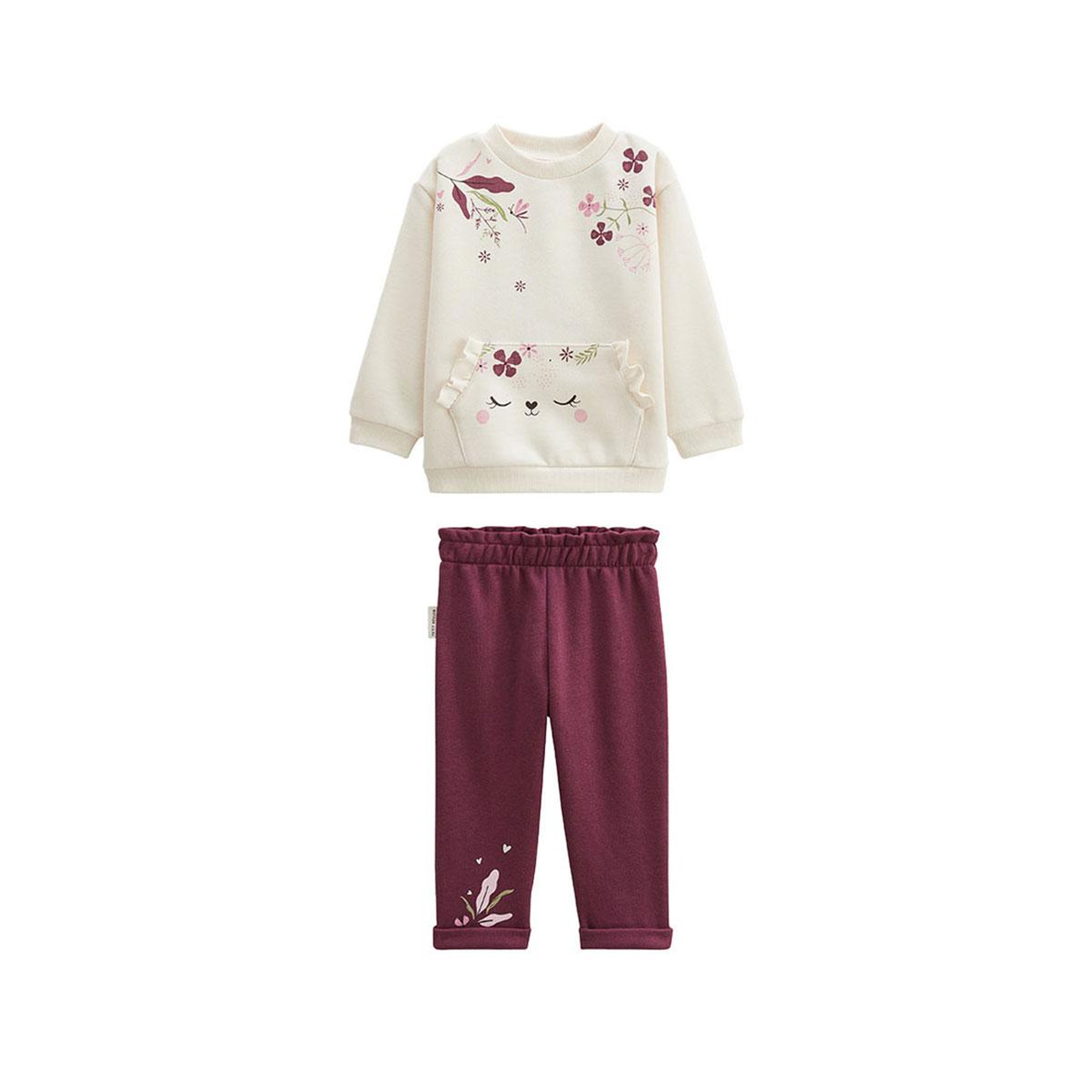 Petit Béguin Ensemble enfant sweat et pantalon en molleton Mila. Coloris disponibles : Rose
