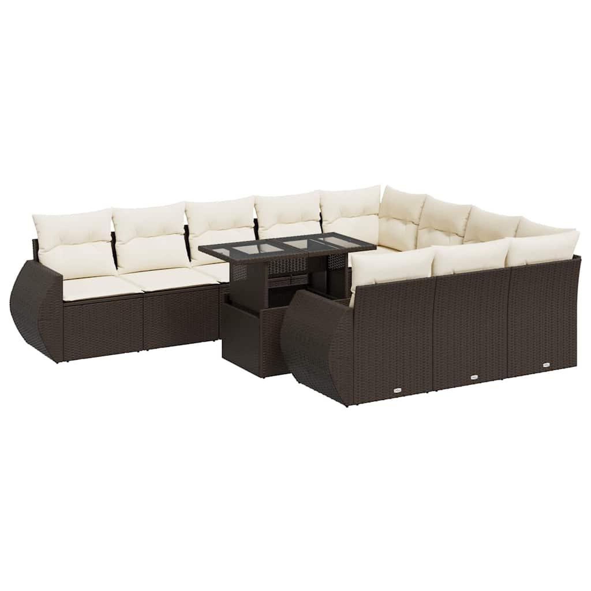 Voir la diapositive 2 : VIDAXL Salon de jardin et coussins 11 pcs marron resine tressee