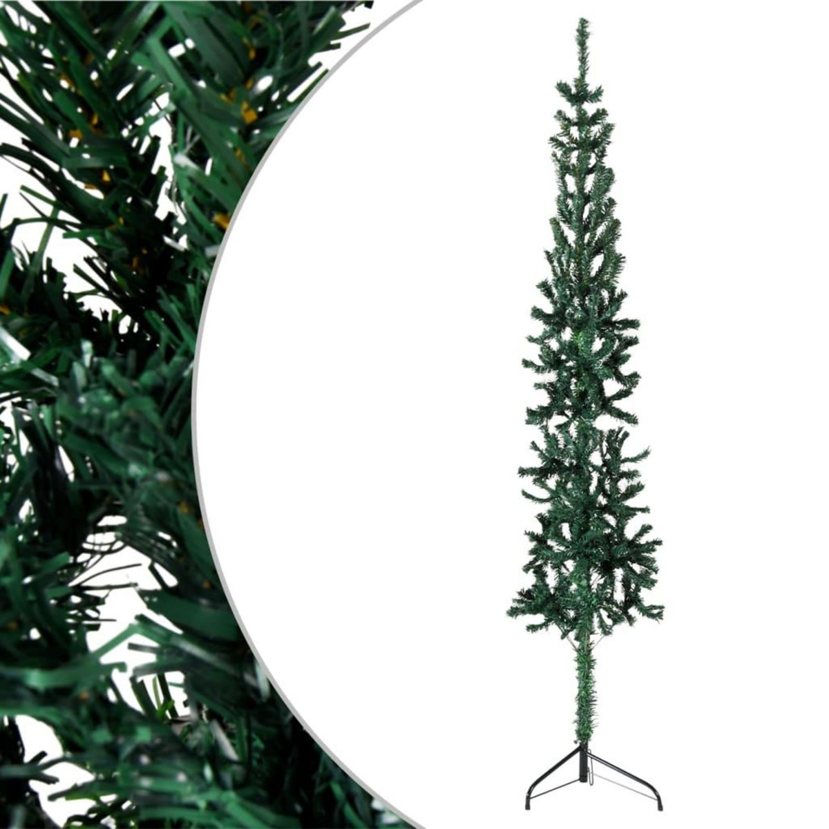 VIDAXL Demi sapin de Noël artificiel mince avec support Vert 150 cm