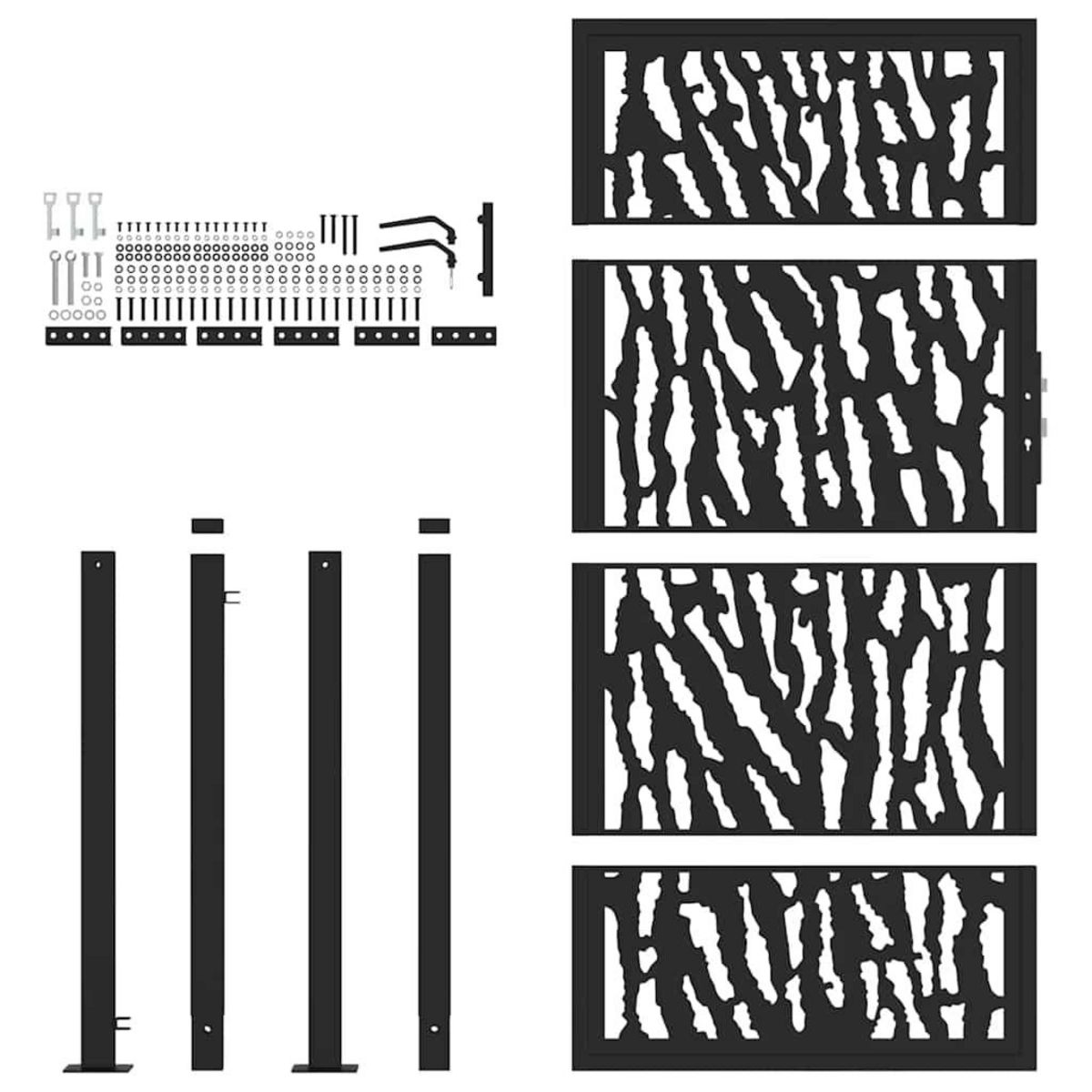 VIDAXL Portail de jardin noir 105x180 cm acier conception de traces