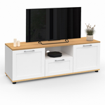 ID MARKET Meuble TV 110 cm VITO avec tiroir et niche blanc et bois