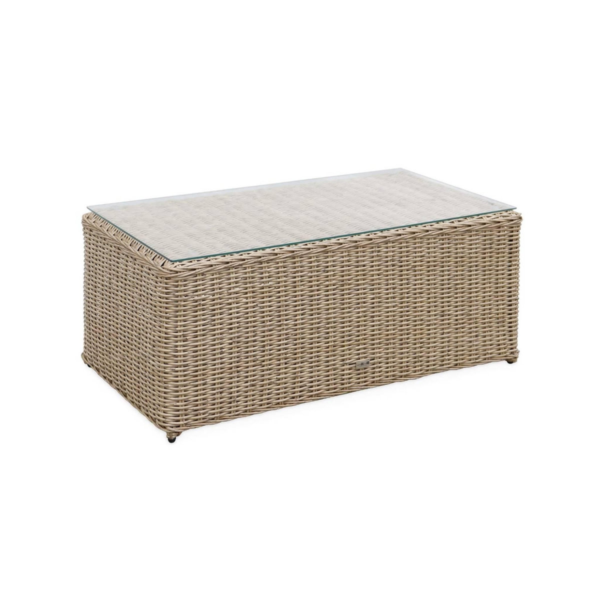 SWEEEK Salon de jardin en résine tressée arrondie 4 places - Valentino - Coussins