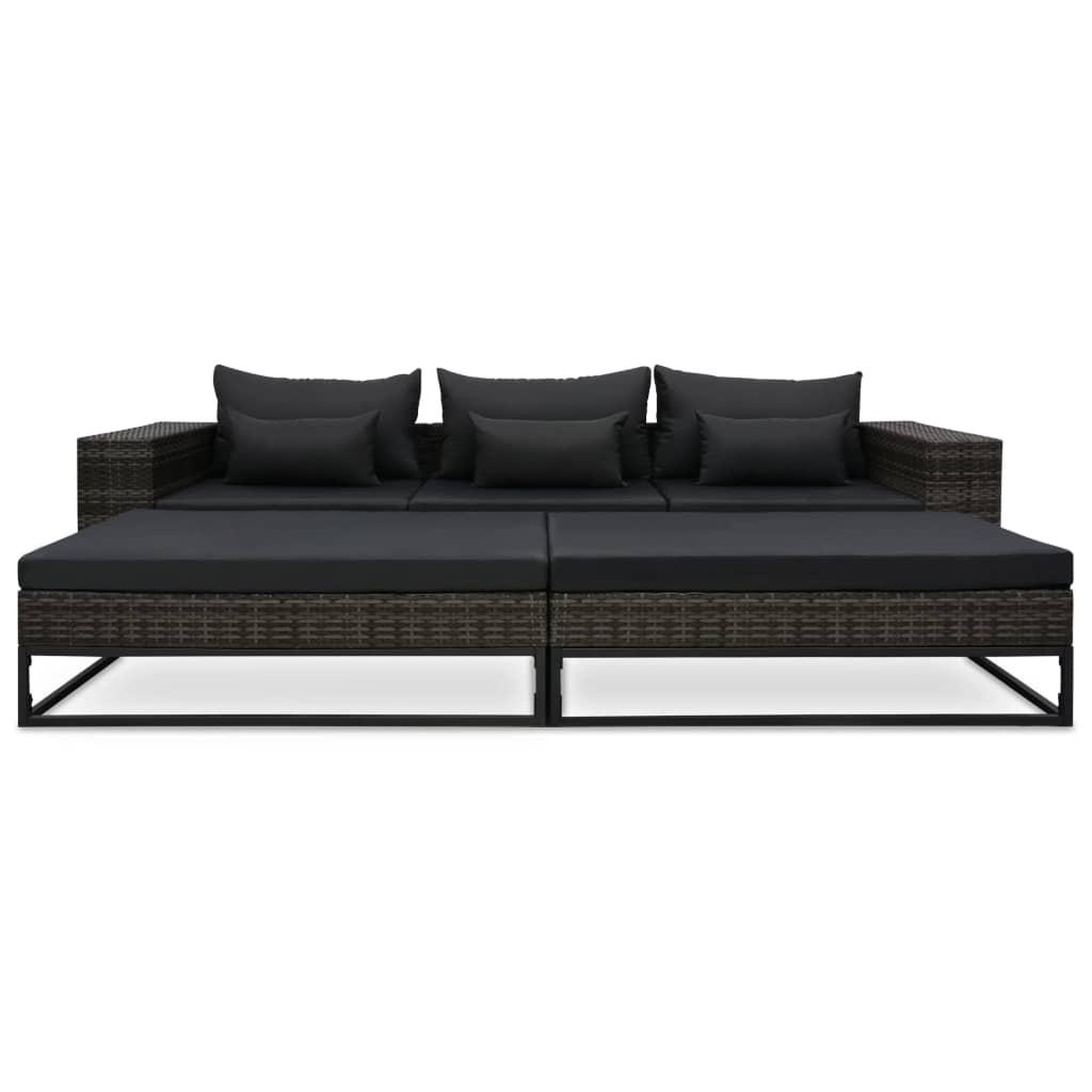 Voir la diapositive 2 : VIDAXL Salon de jardin 5 pcs avec coussins Resine tressee Gris