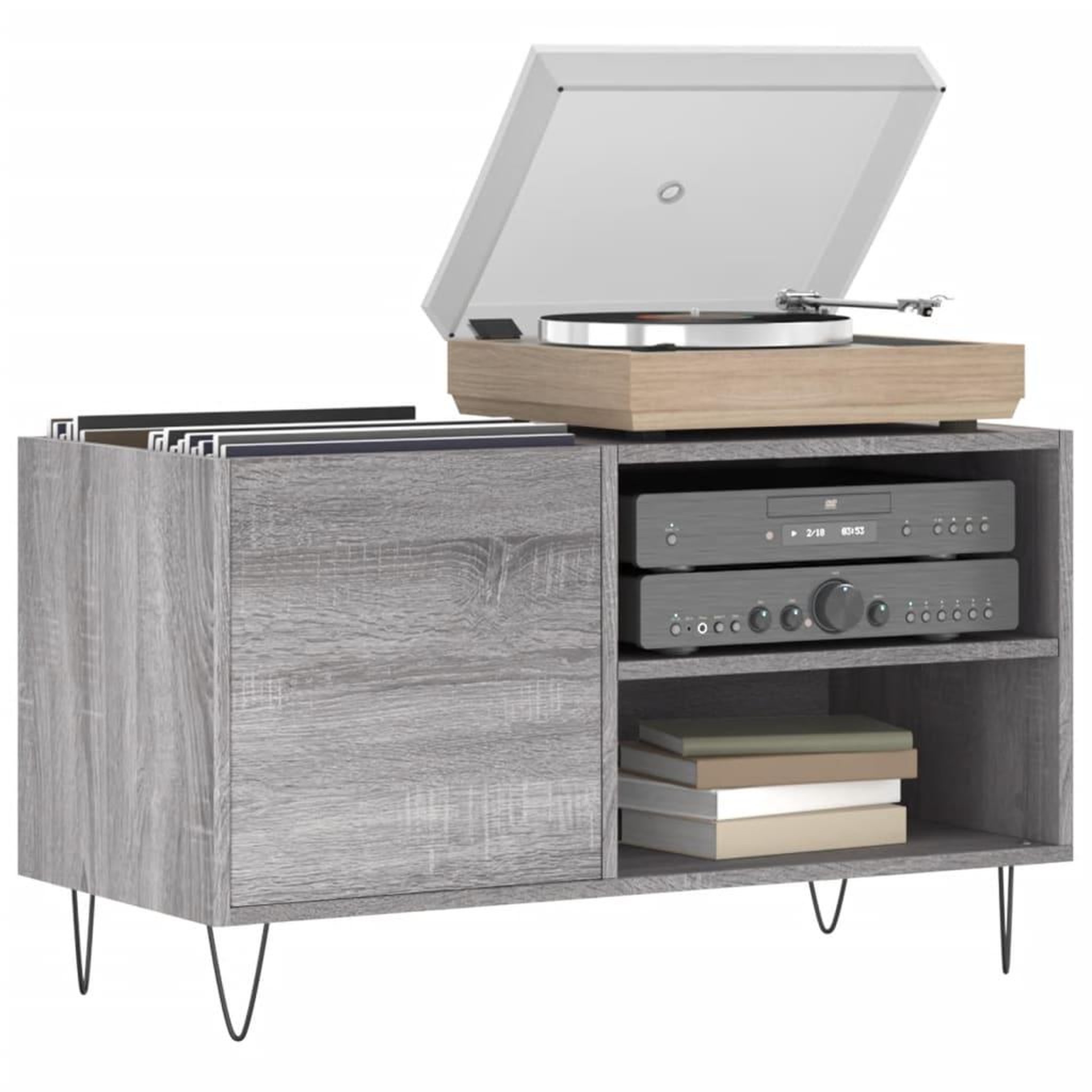 Voir la diapositive 3 : VIDAXL Armoire a disques sonoma gris 85x38x48 cm bois d'ingenierie
