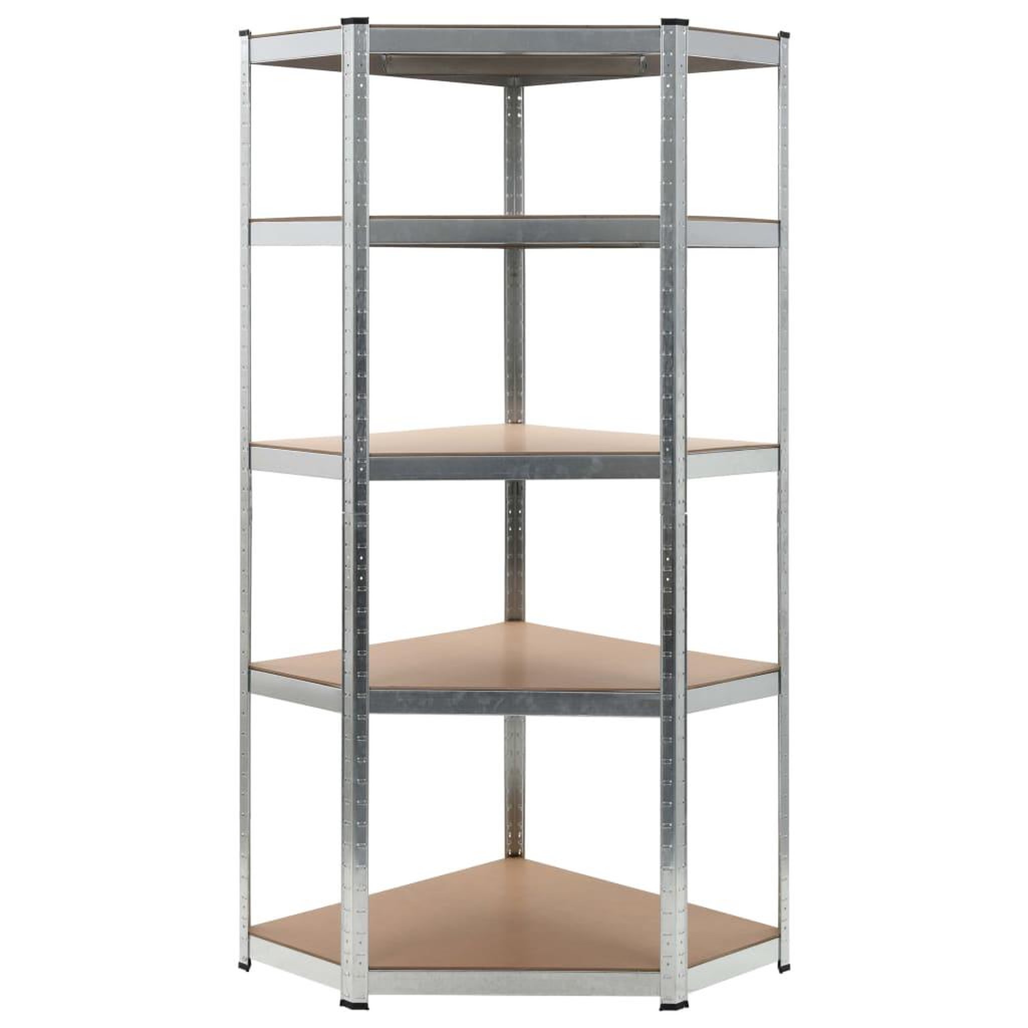 Voir la diapositive 1 : VIDAXL Etagere d'angle a 5 niveaux Argente Acier et bois d'ingenierie