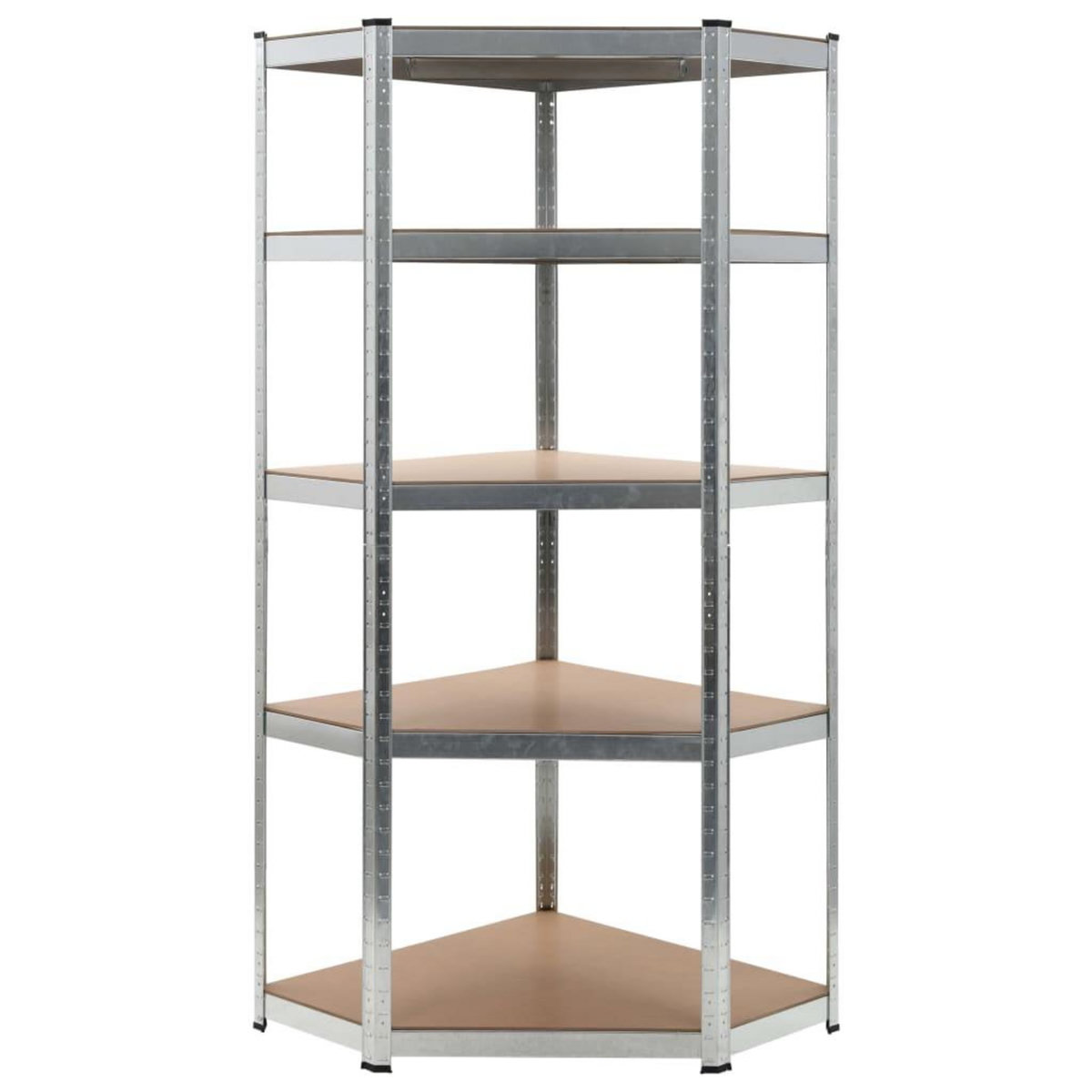 VIDAXL Etagere d'angle a 5 niveaux Argente Acier et bois d'ingenierie