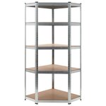 VIDAXL Etagere d'angle a 5 niveaux Argente Acier et bois d'ingenierie