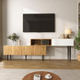 Voir la diapositive 2 : MERAX Meuble tv naturel+blanc 130 cm mdf