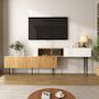 Voir la diapositive 2 : MERAX Meuble tv naturel+blanc 130 cm mdf