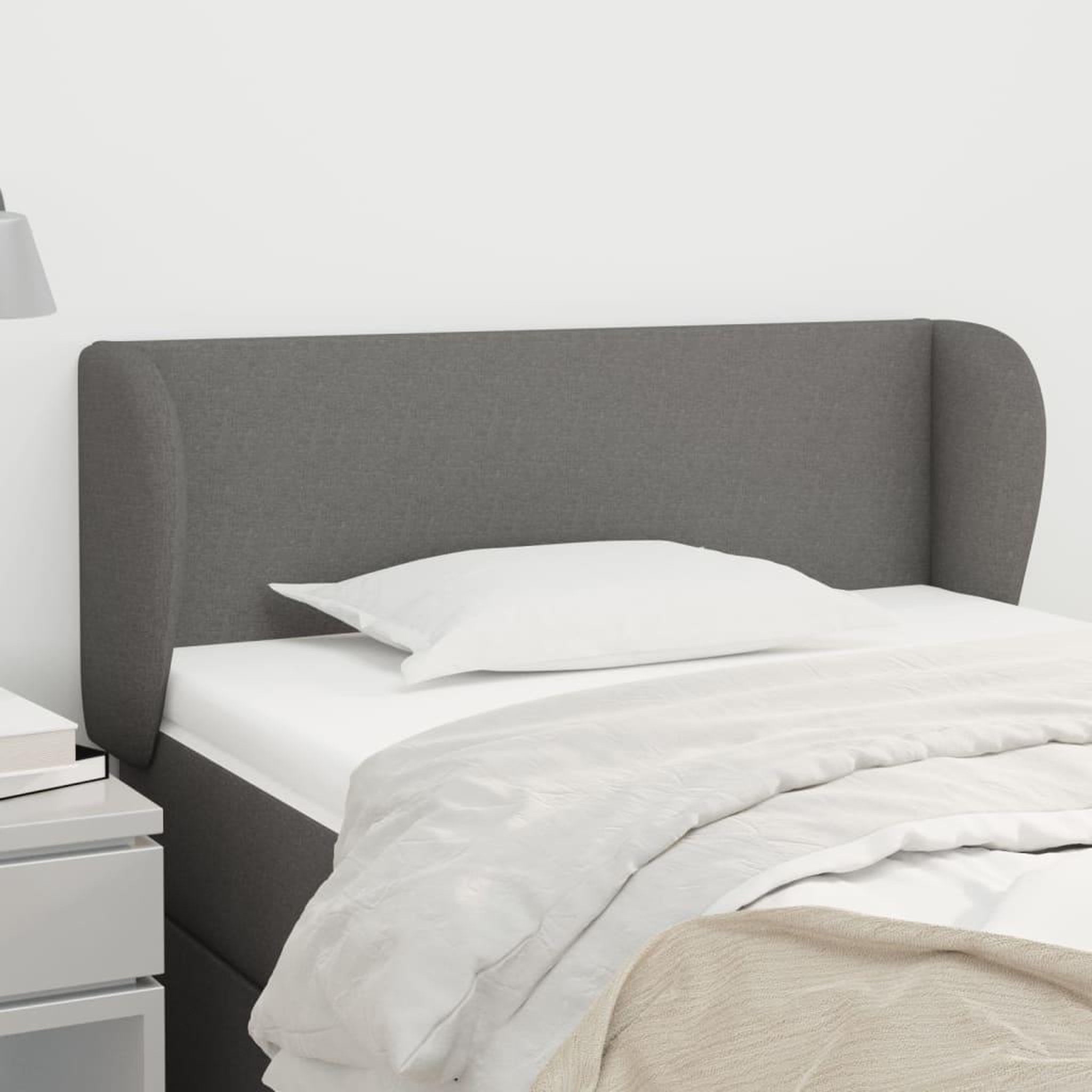 Voir la diapositive 1 : VIDAXL Tete de lit avec oreilles Gris fonce 93x23x78/88 cm Tissu