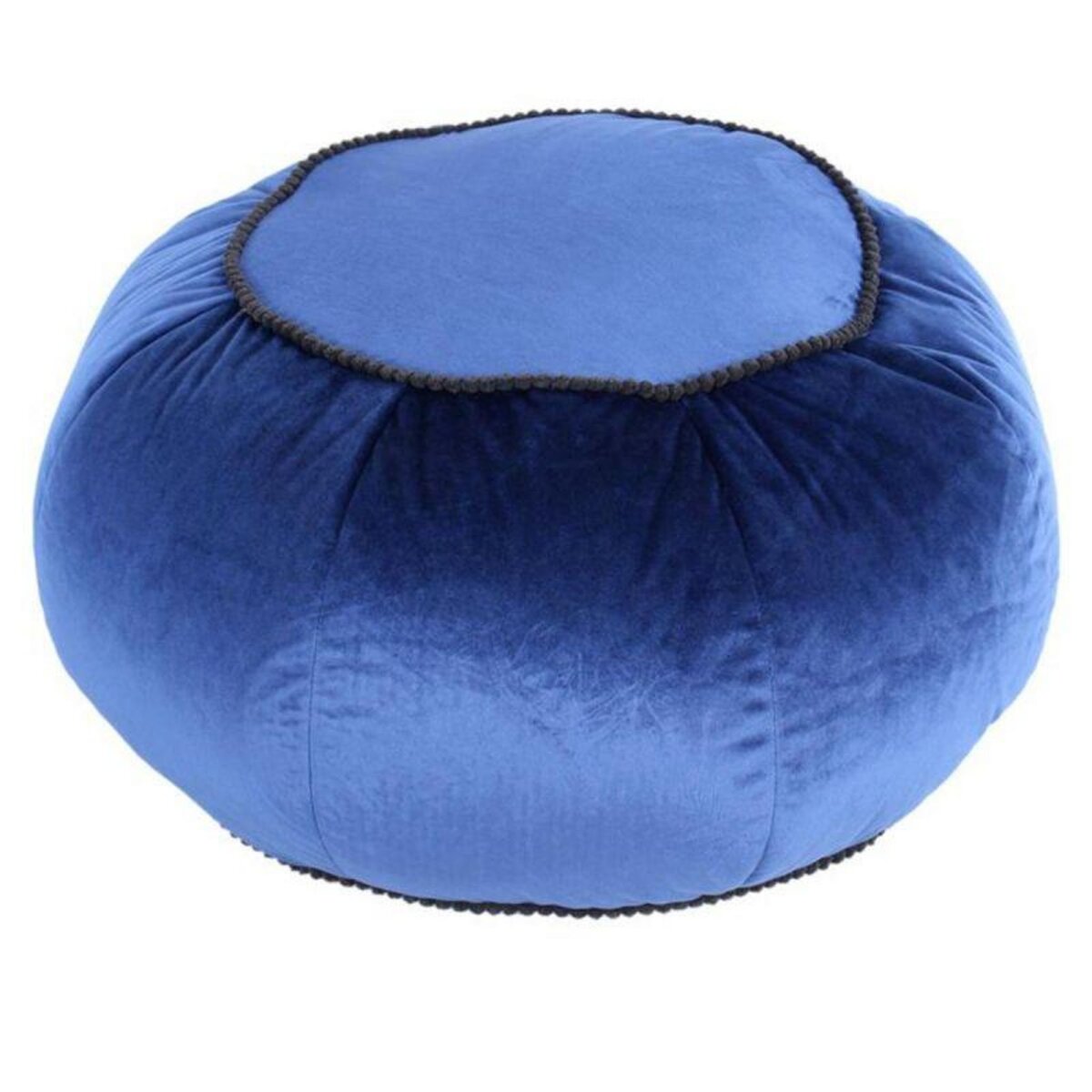 Paris Prix Pouf Rond en Velours  Taj Mahal  65cm Bleu