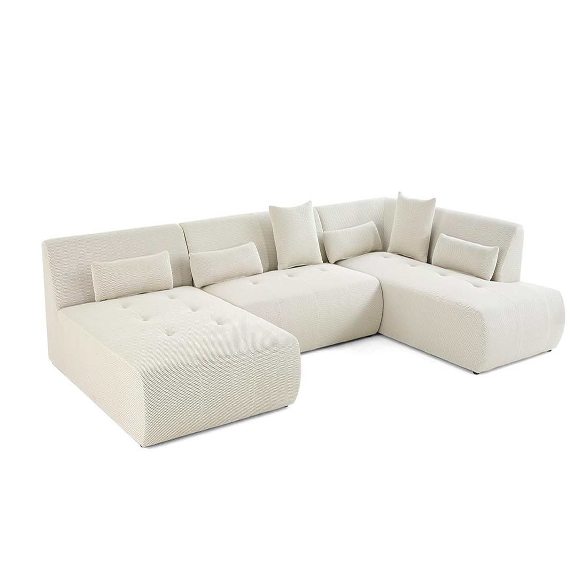 Voir la diapositive 2 : LISA DESIGN Onyx - canapé panoramique modulable d'angle droit - 7 places - en tissu mailles 3d