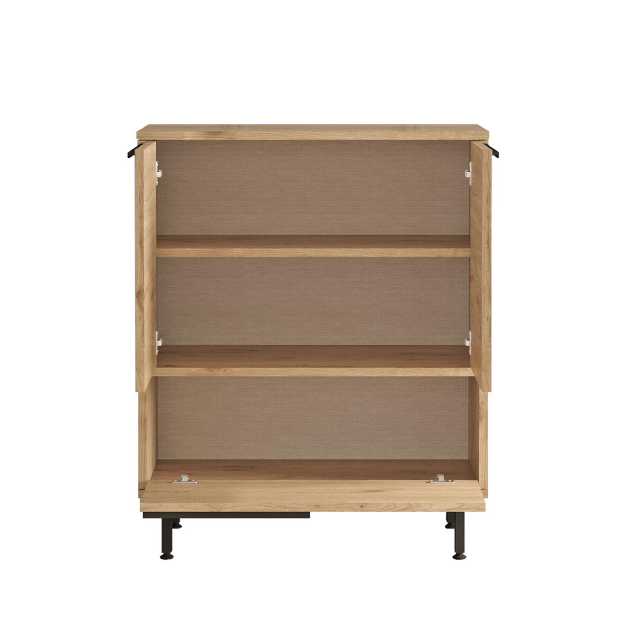 Voir la diapositive 6 : CONCEPT USINE Meuble à chaussures 3 portes finition bois effet cannage 75x90cm ABA