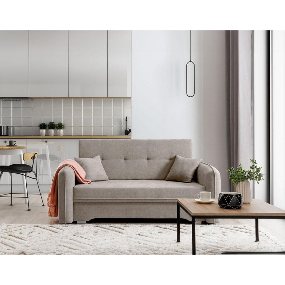 BEST MOBILIER Michelle - canapé droit 3 places convertible avec coffre en velours