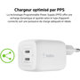 Voir la diapositive 4 : Belkin Chargeur USB C x2 65W GaN PPS + Cable USB-C 2m