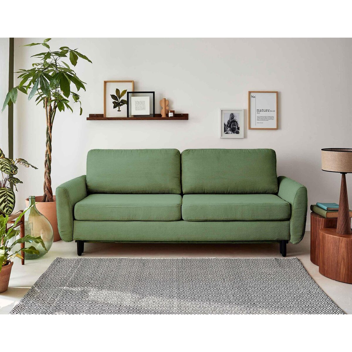 LISA DESIGN Dan - canapé 3 places - convertible avec coffre - en velours côtelé