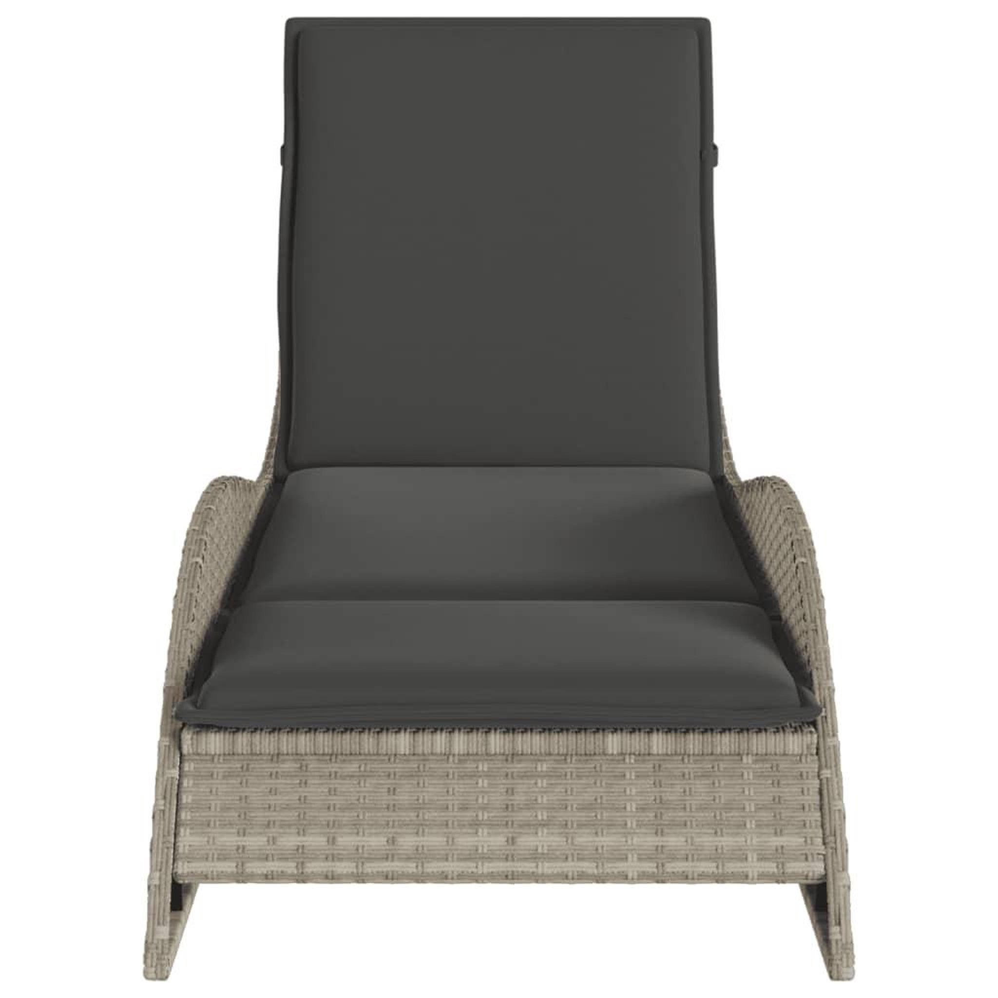 Voir la diapositive 4 : VIDAXL Chaise longue avec coussin gris clair 60x205x73 cm poly rotin