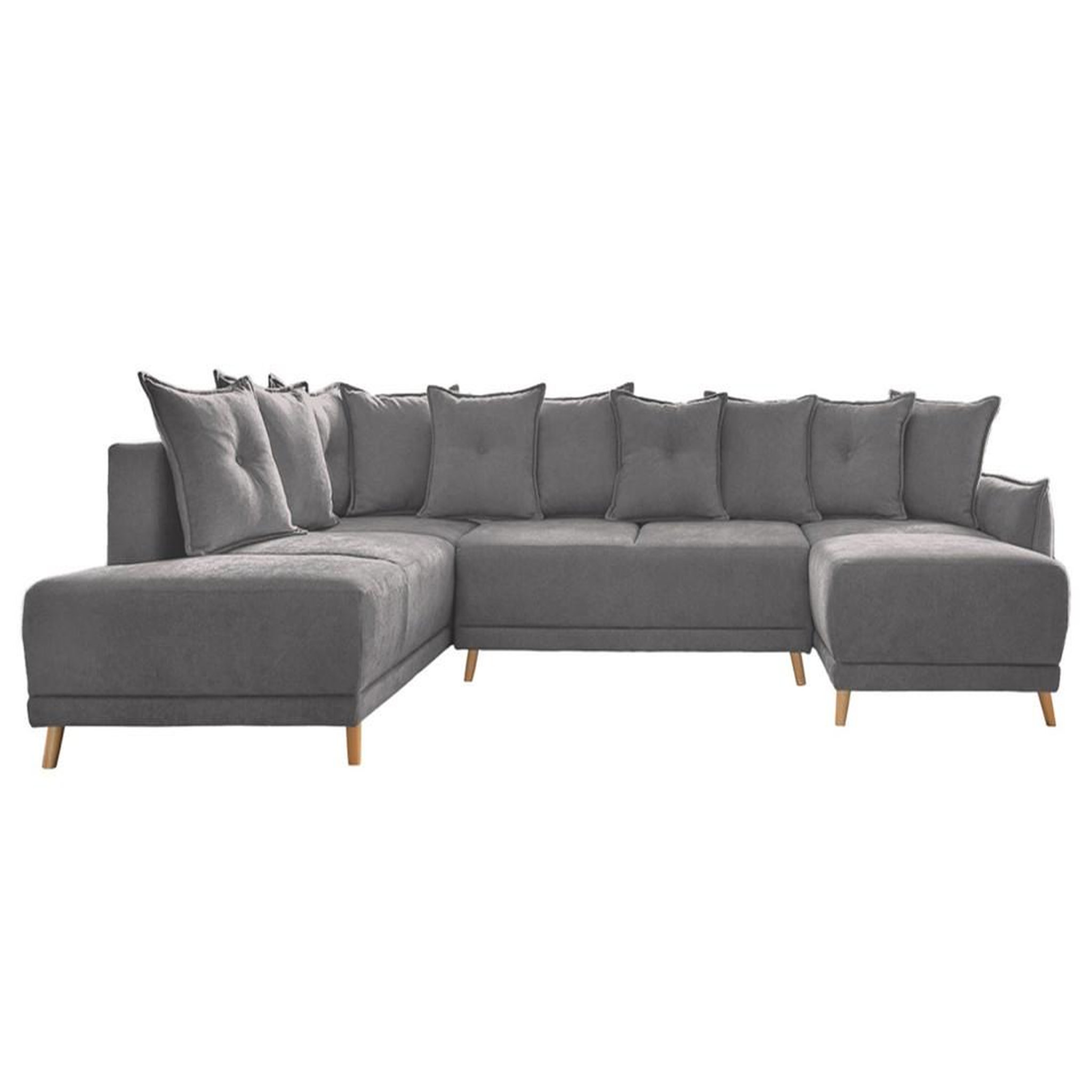 Voir la diapositive 1 : BEST MOBILIER Lena - canapé d'angle panoramique convertible - avec coffre - 7 places - gauche