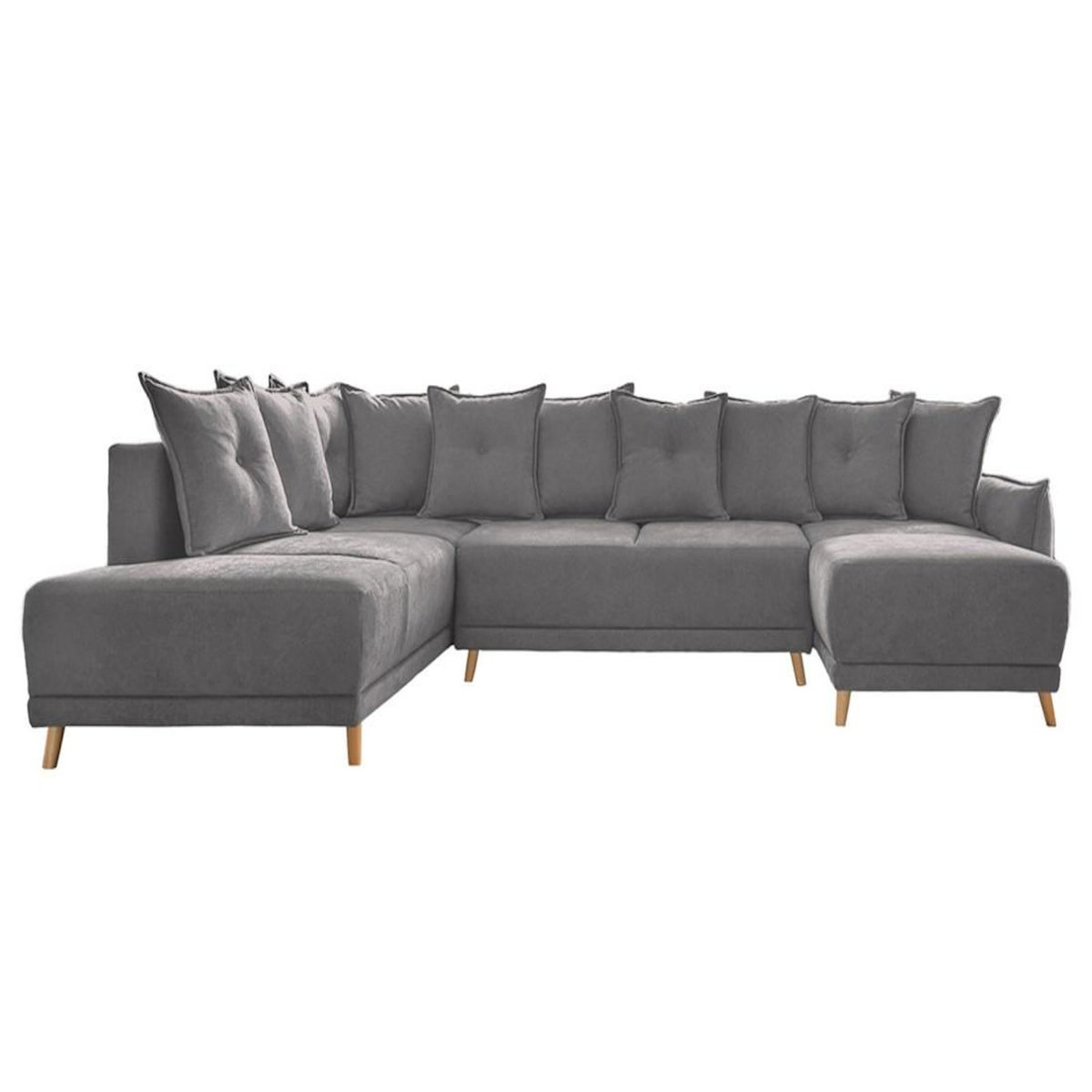 BEST MOBILIER Lena - canapé d'angle panoramique convertible - avec coffre - 7 places - gauche