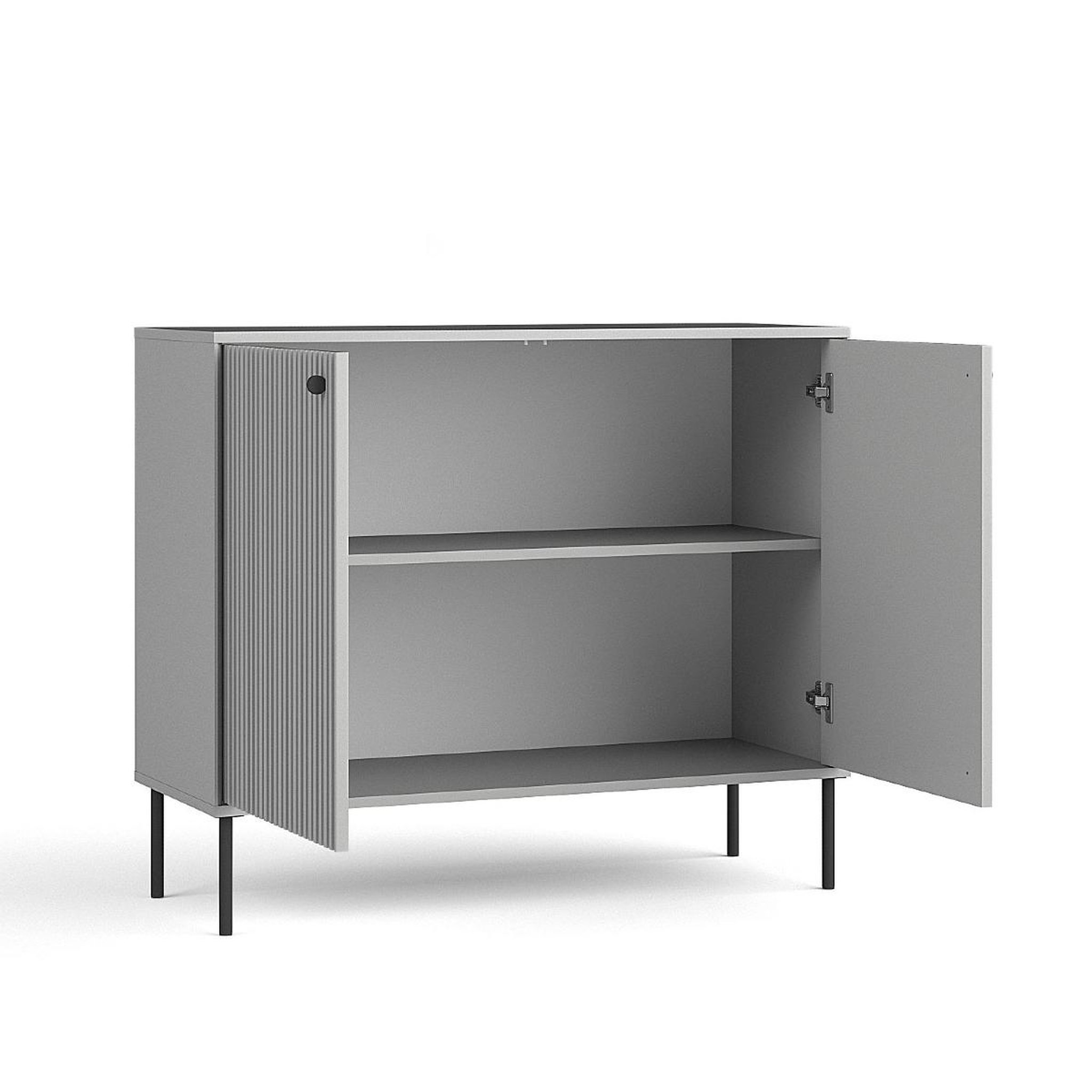 Voir la diapositive 4 : JLC KREATION Meuble de rangement moderne gris 2 portes simy