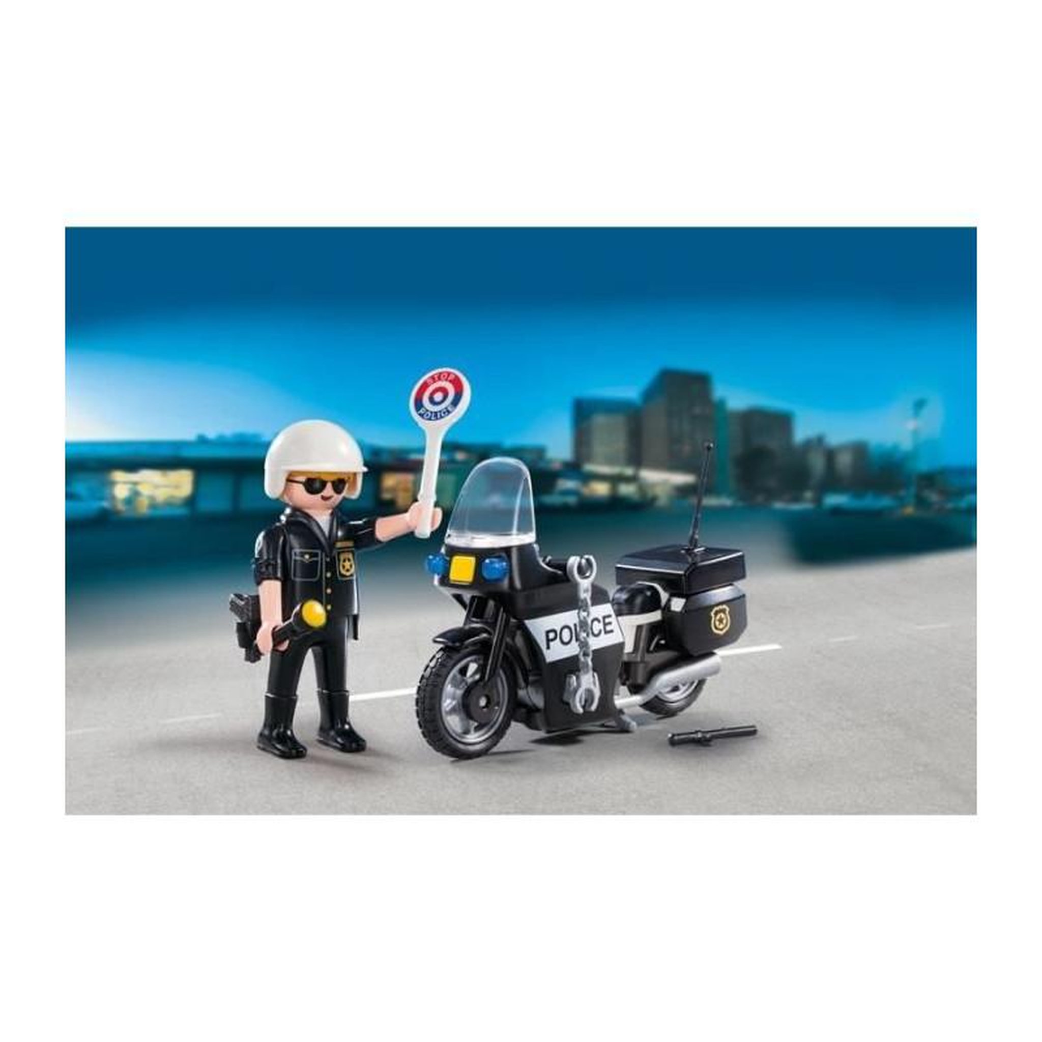 Voir la diapositive 2 : PLAYMOBIL PLAYMOBIL - Valisette Motard de Police - Garçon - 13 éléments - A partir de 4 ans
