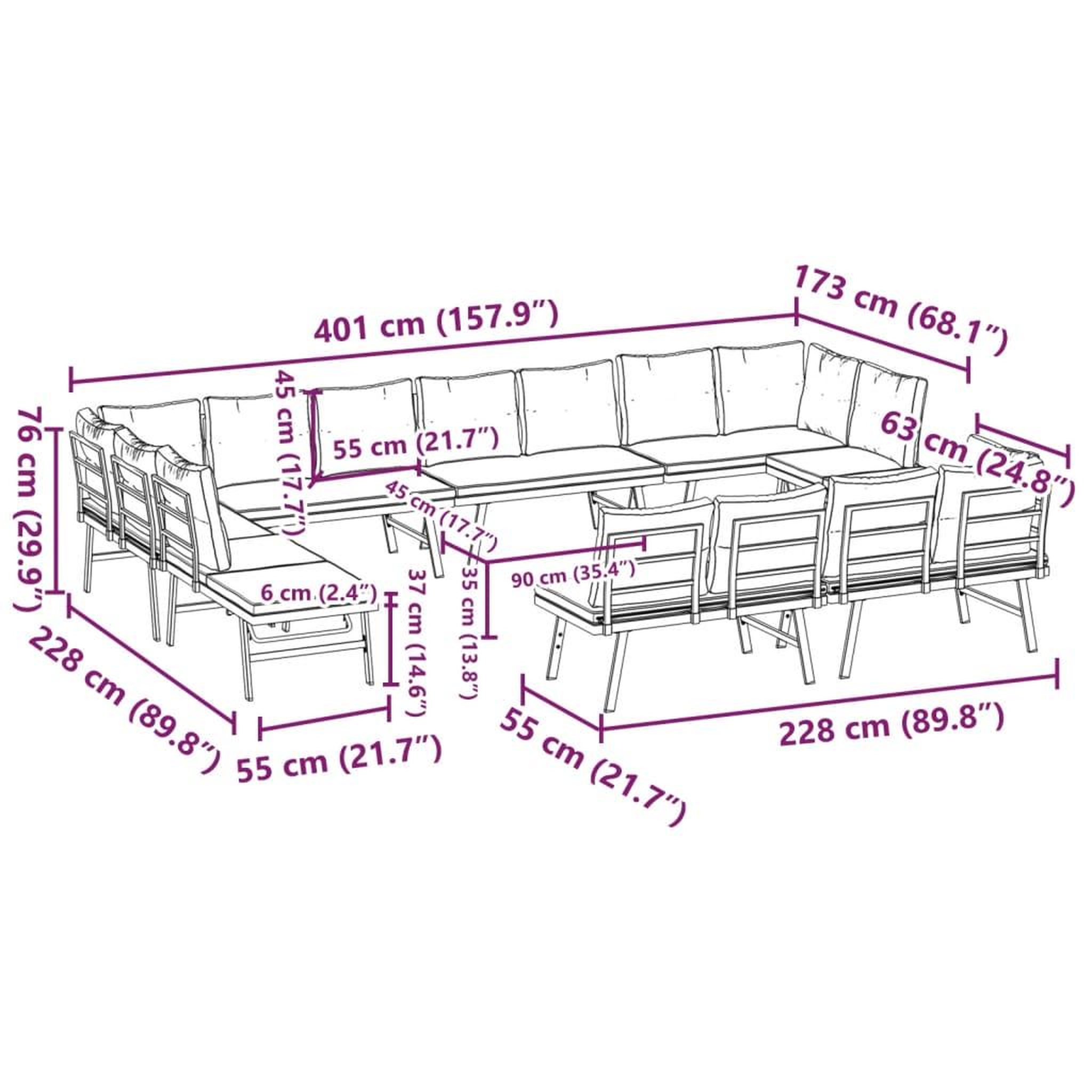 Voir la diapositive 6 : VIDAXL Bancs de jardin avec coussins lot de 8 acier enduit de poudre