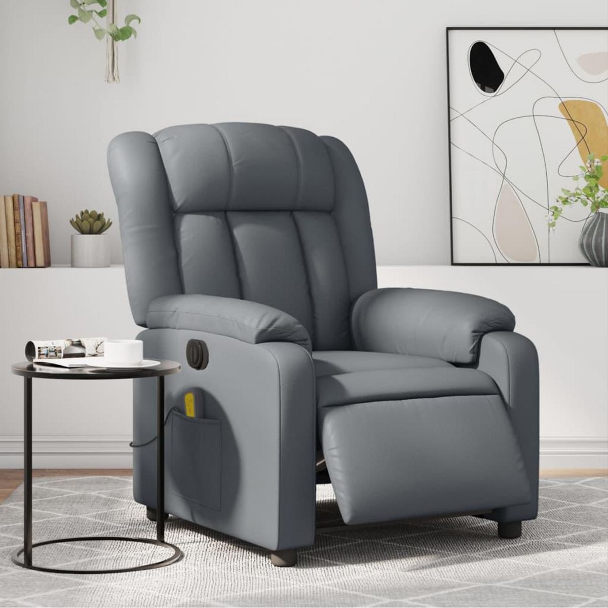 VIDAXL Fauteuil de massage inclinable electrique gris similicuir