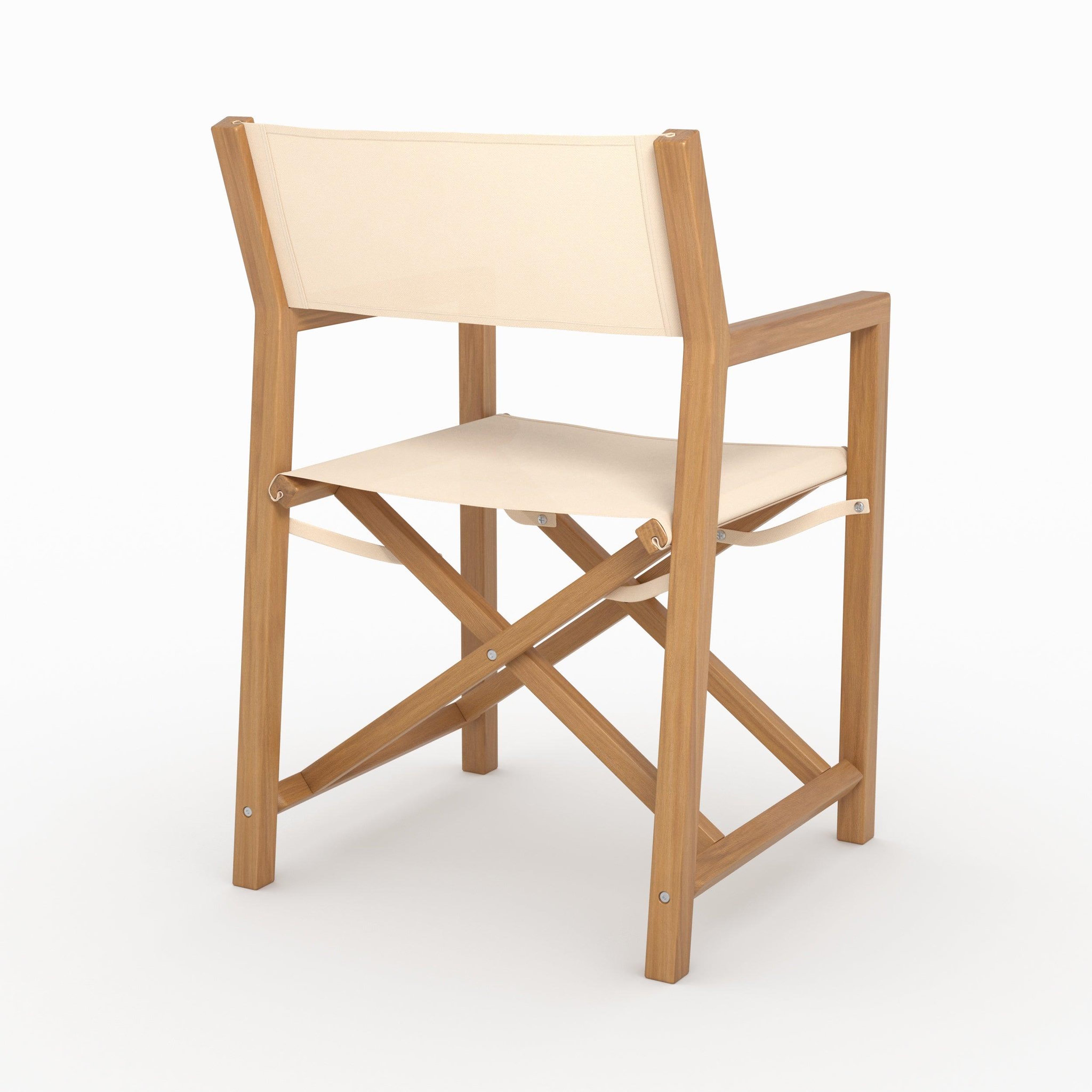Voir la diapositive 5 : MAISON PAVANE Chaise de jardin pliante en tissu beige clair et bois d'acacia-tubod