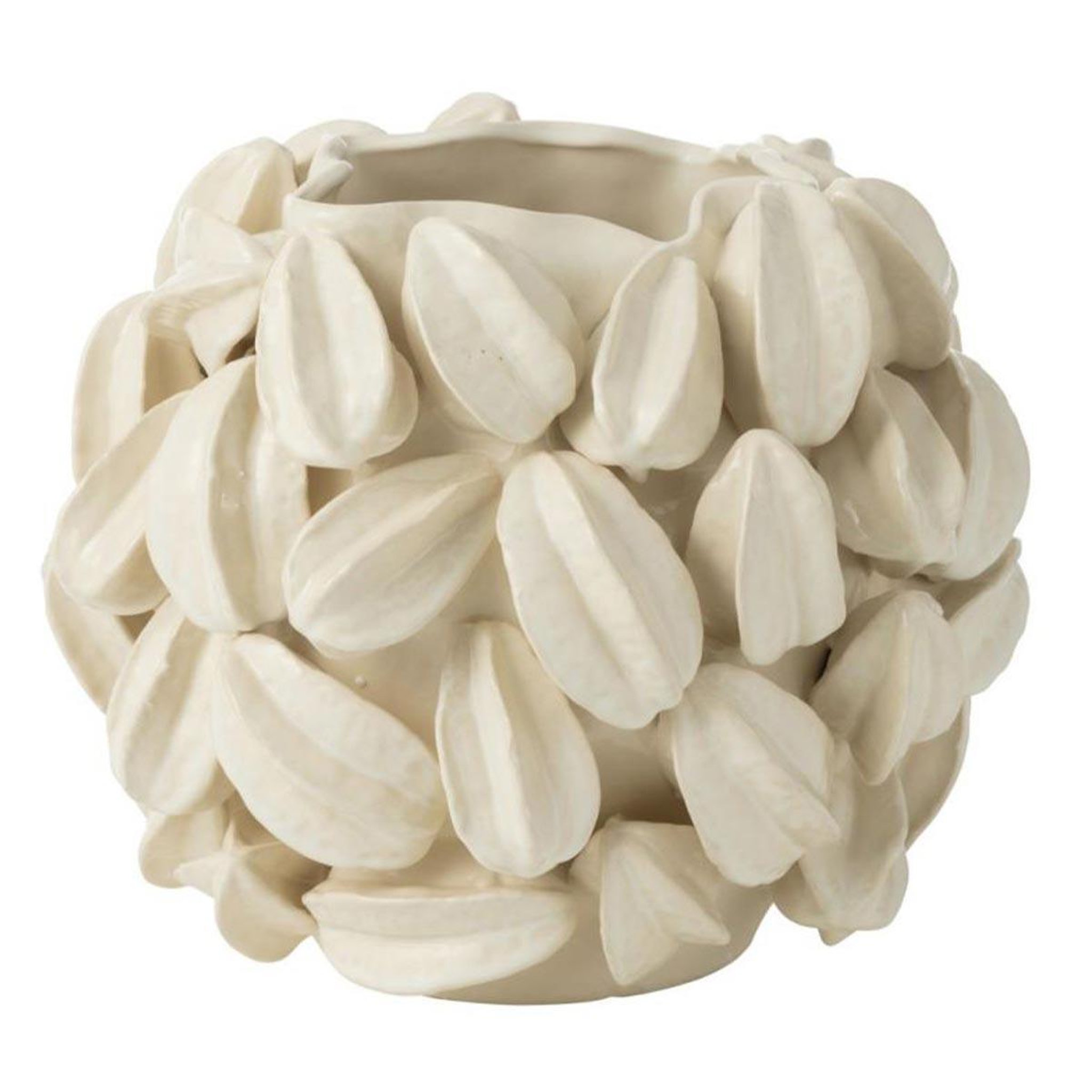 J-LINE Vase déco en argile  fève de cacao  31cm beige