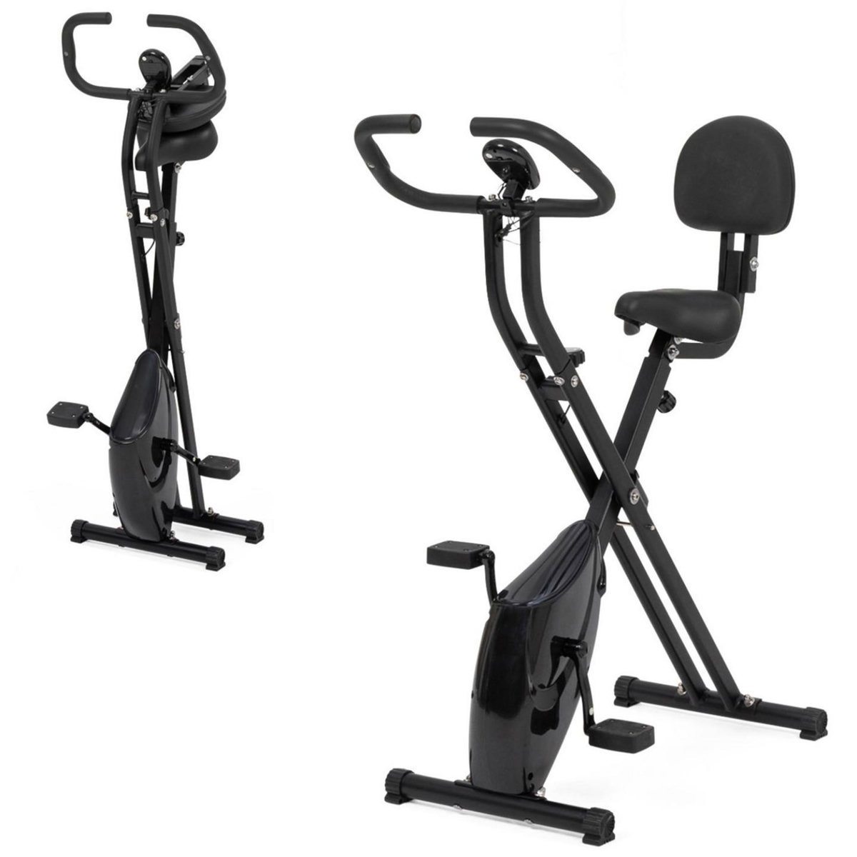 ID MARKET Vélo d'appartement pliable selle réglable avec dossier écran LCD multifonction