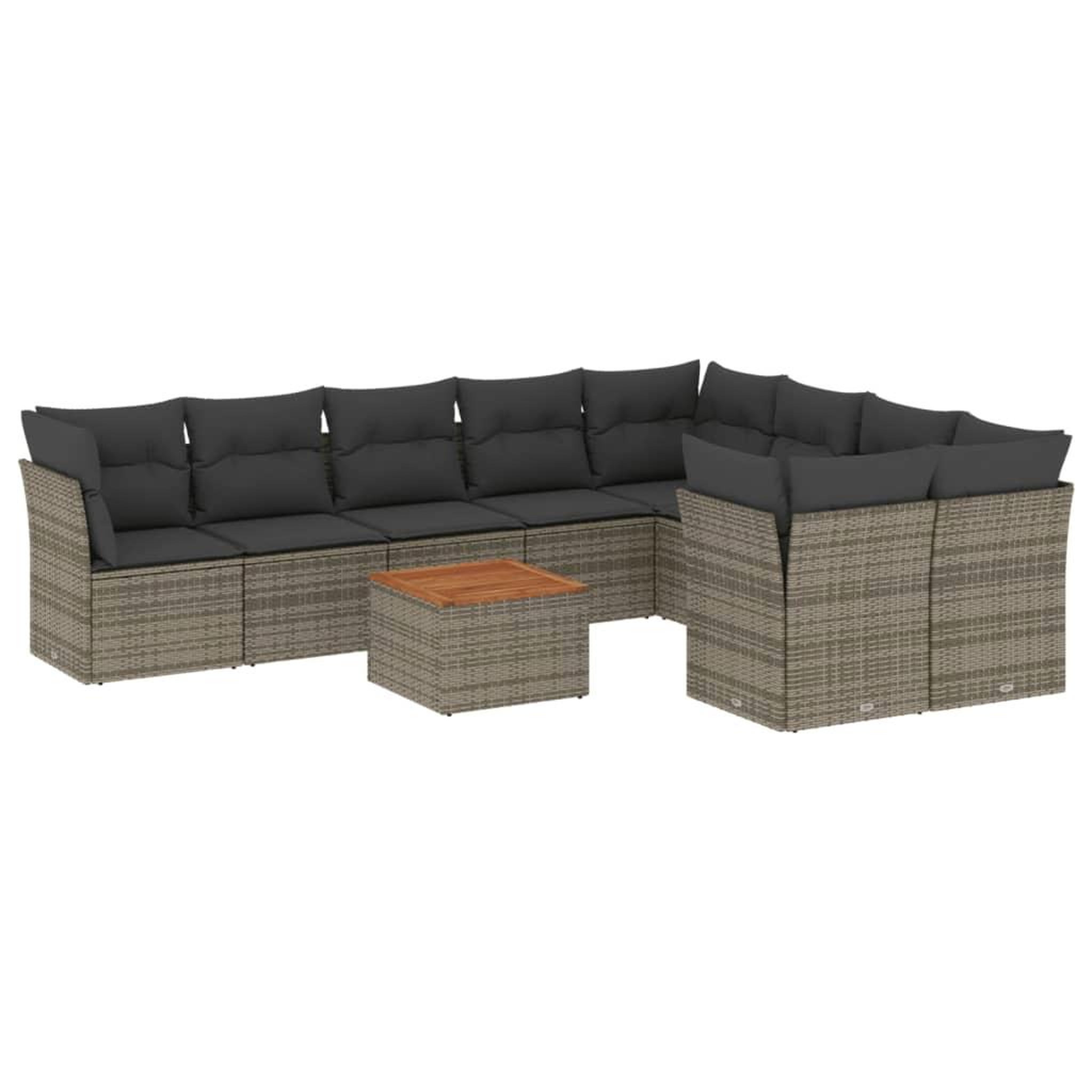 Voir la diapositive 2 : VIDAXL Salon de jardin avec coussins 10 pcs gris resine tressee