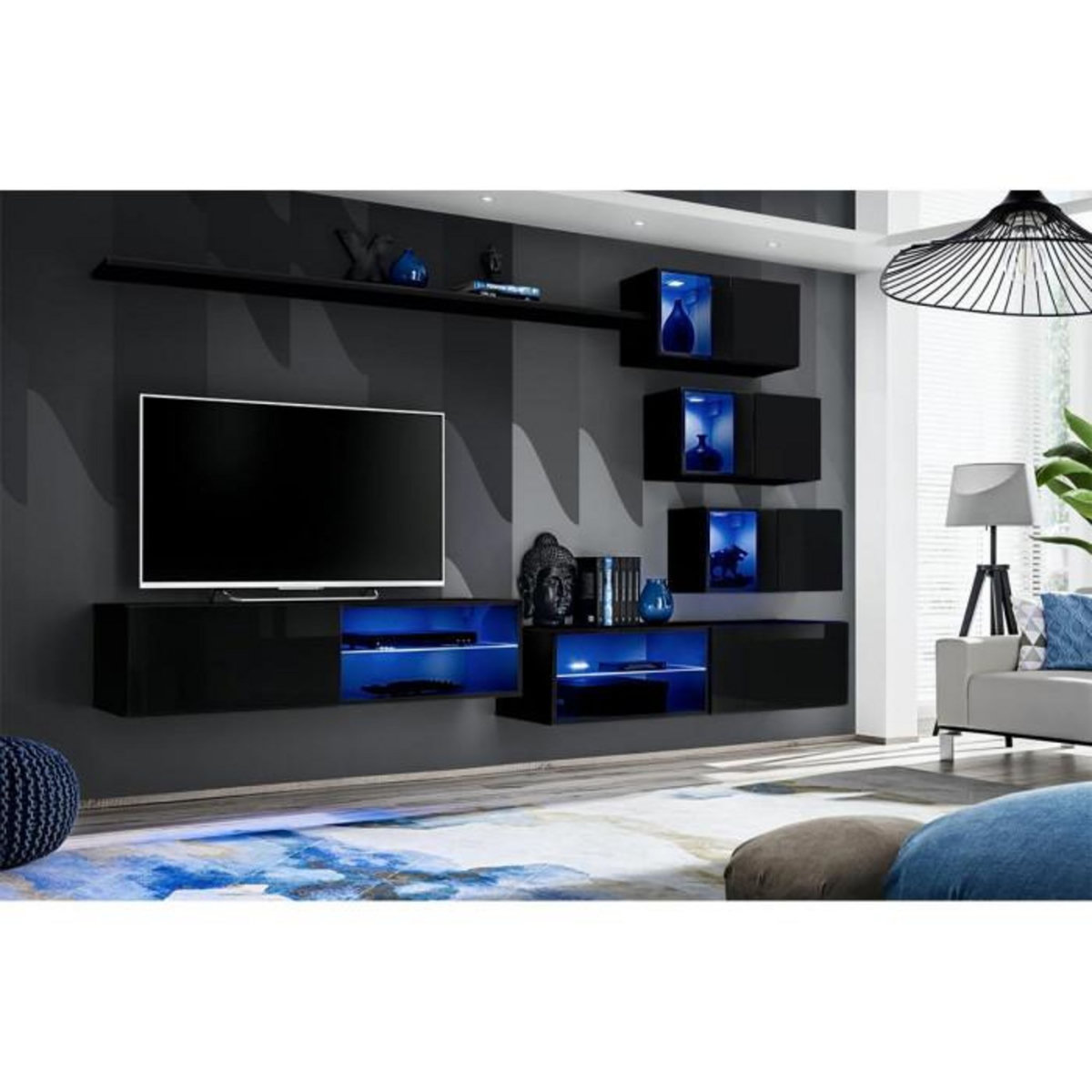 Paris Prix Ensemble Meuble TV Design  Switch XXIV  250cm Noir