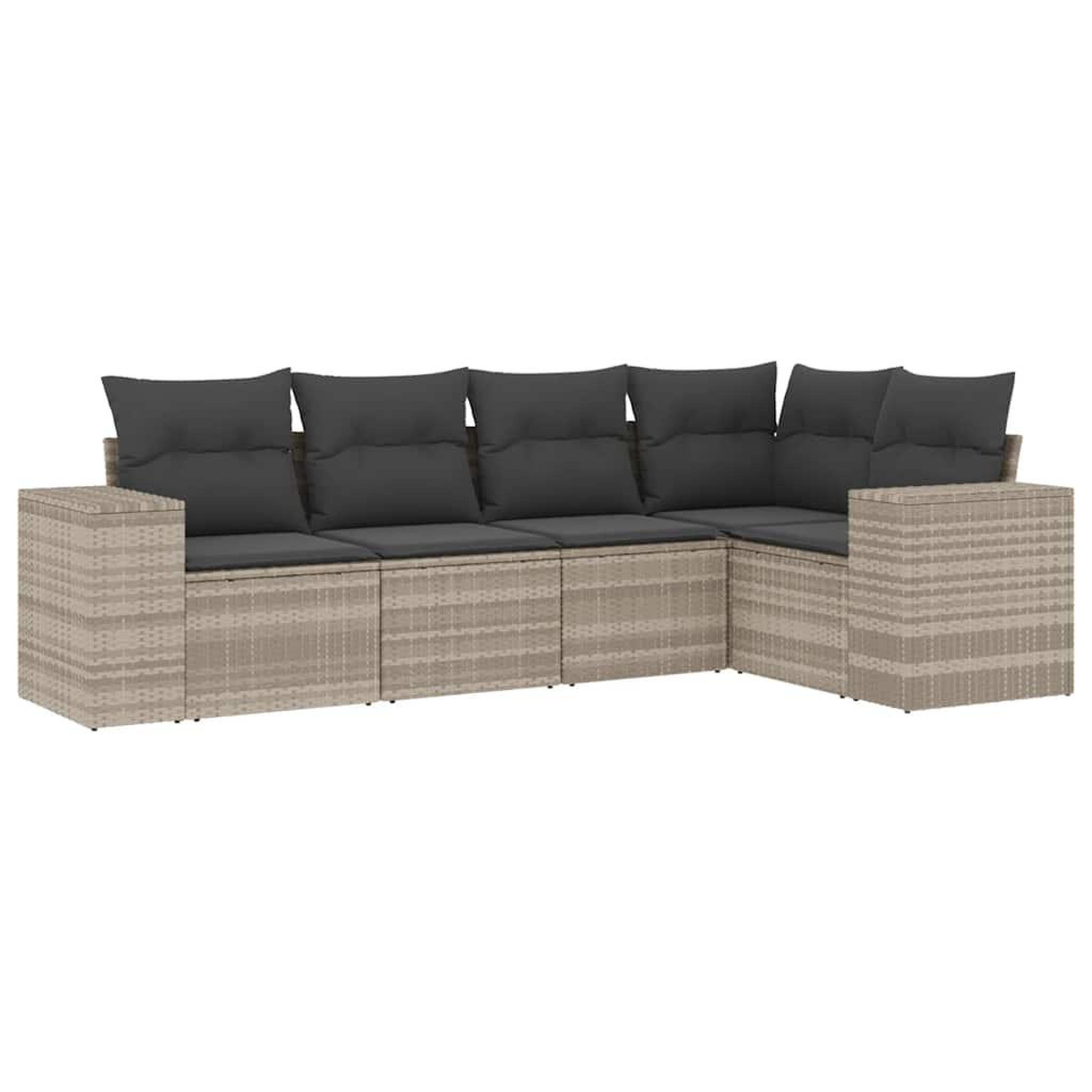 Voir la diapositive 2 : VIDAXL Salon de jardin 5 pcs avec coussins gris clair resine tressee