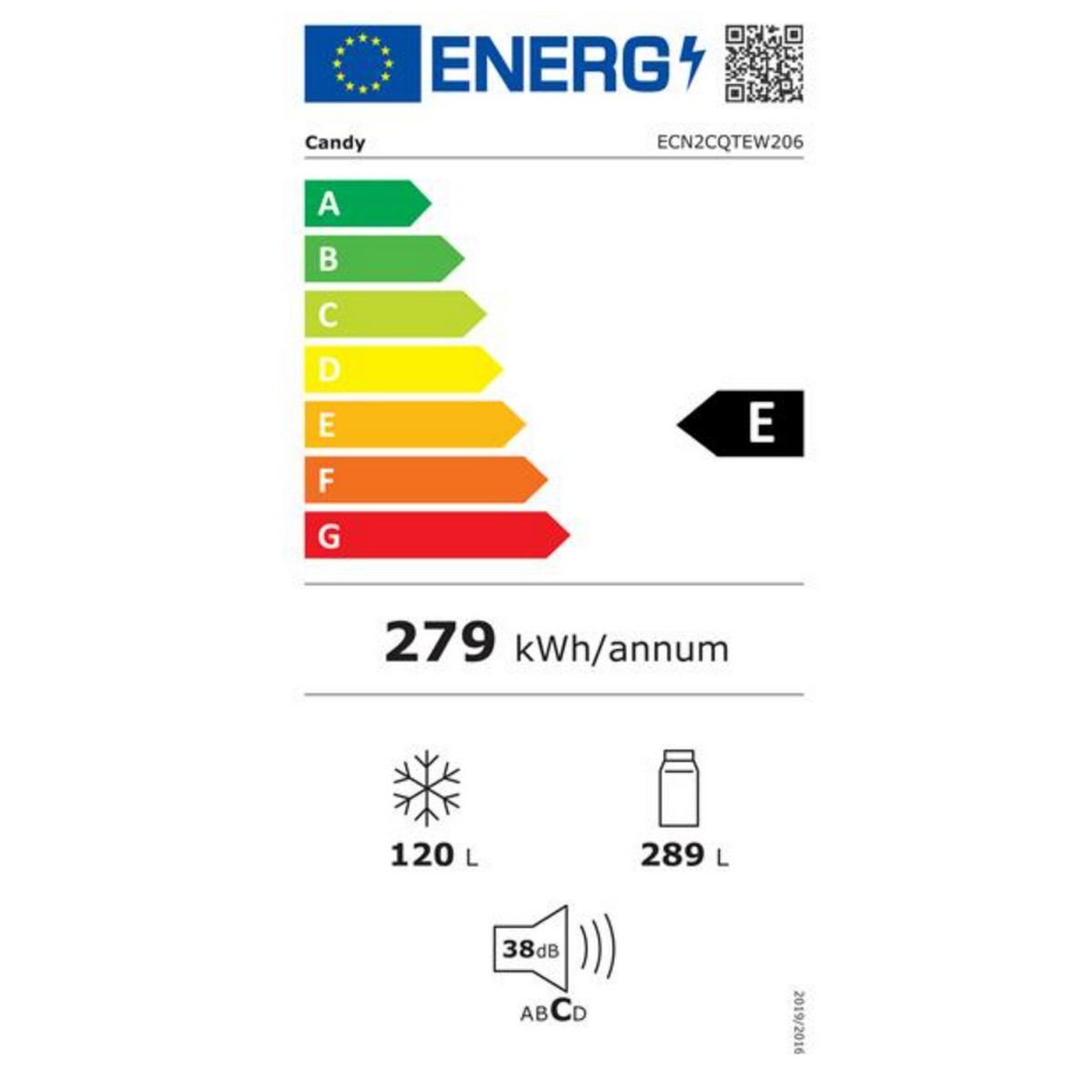 Voir la diapositive 2 : Candy Réfrigérateur combiné 60cm 409l no frost blanc - ecn2cqtew206