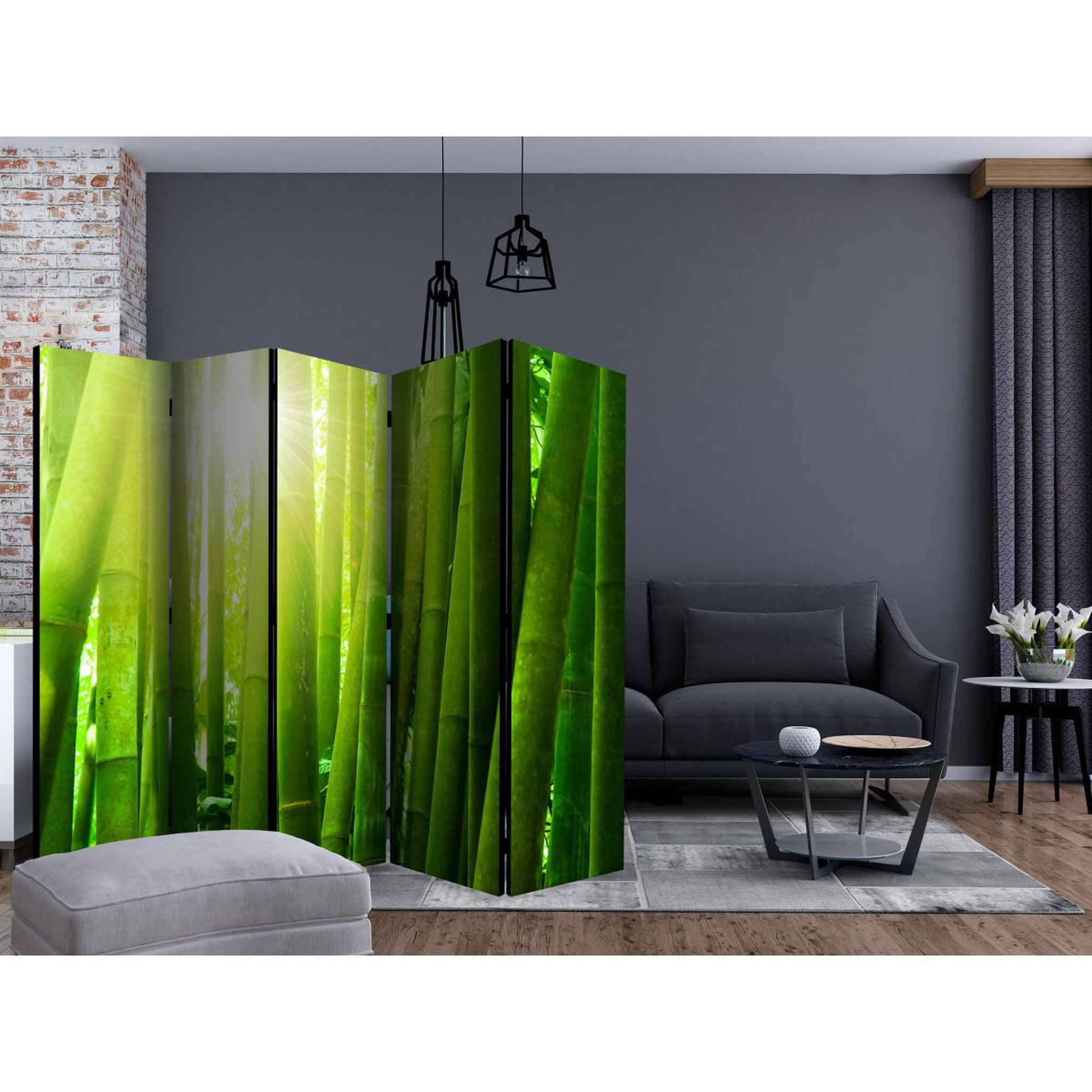 Voir la diapositive 2 : Paris Prix Paravent 5 volets  sun & bamboo  172x225cm