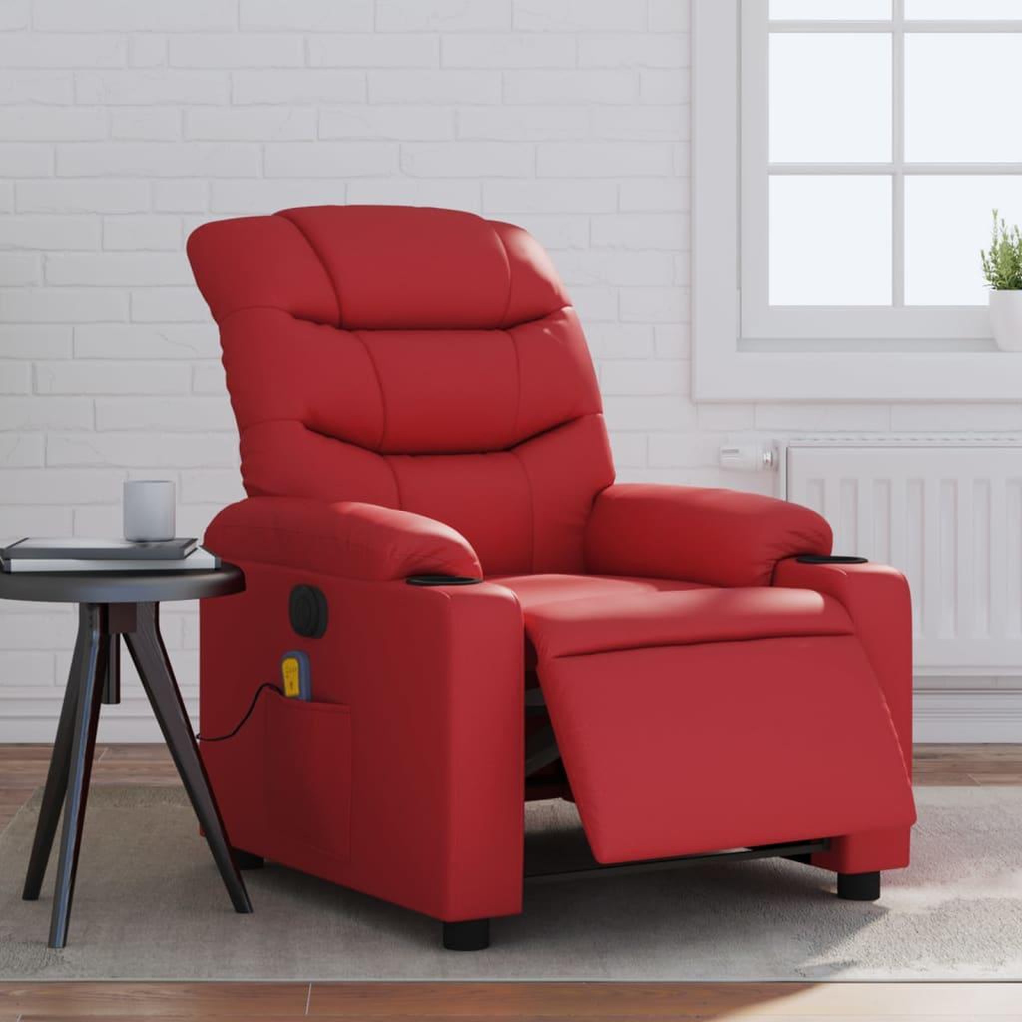 VIDAXL Fauteuil de massage inclinable electrique rouge similicuir