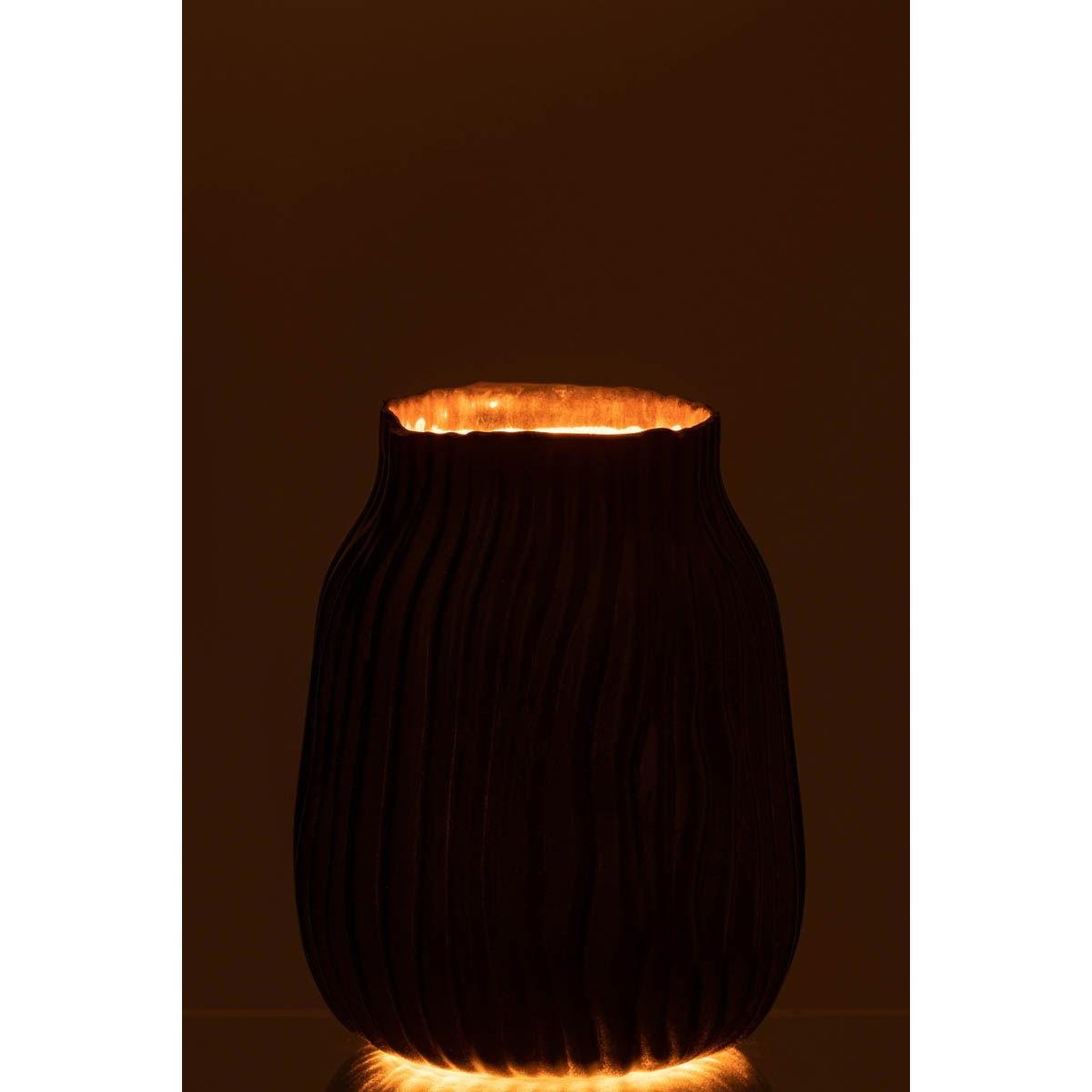 Voir la diapositive 3 : J-LINE Vase à rainures en verre  louis  20cm noir