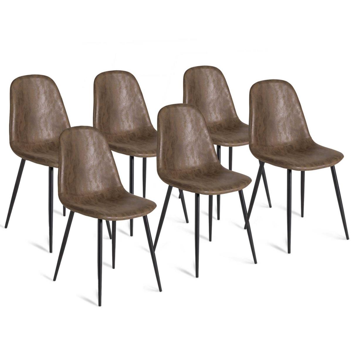 ID MARKET Lot de 6 chaises vintage DALI marron pour salle à manger