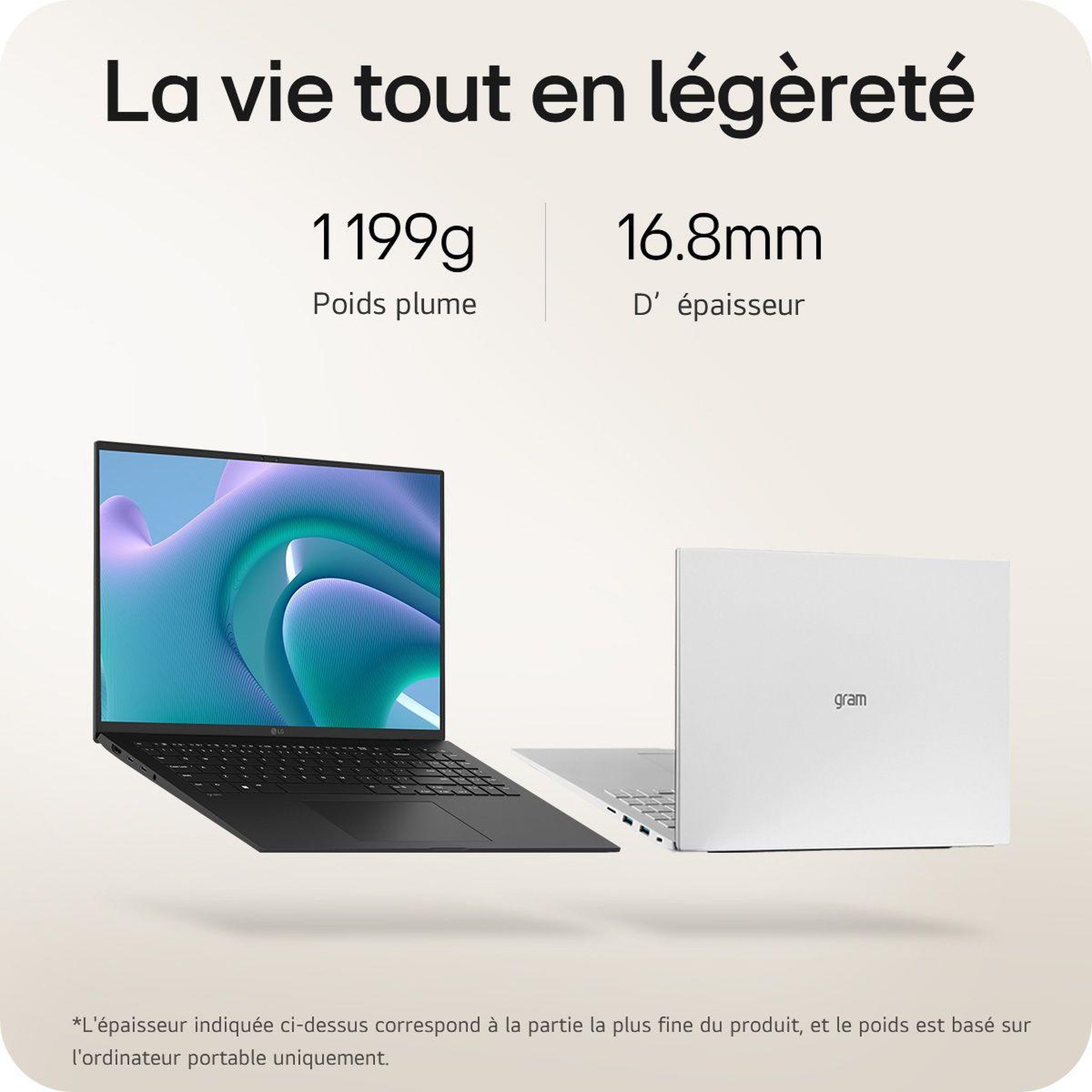 Voir la diapositive 3 : LG Ordinateur portable Gram 16Z90R-G.AA75F