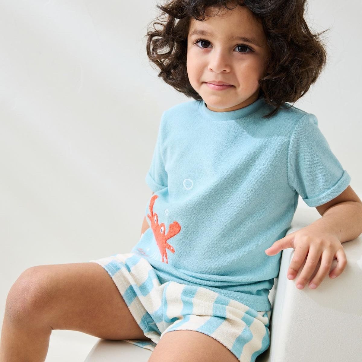 Petit Béguin Ensemble enfant t-shirt et short en éponge Cayo coco